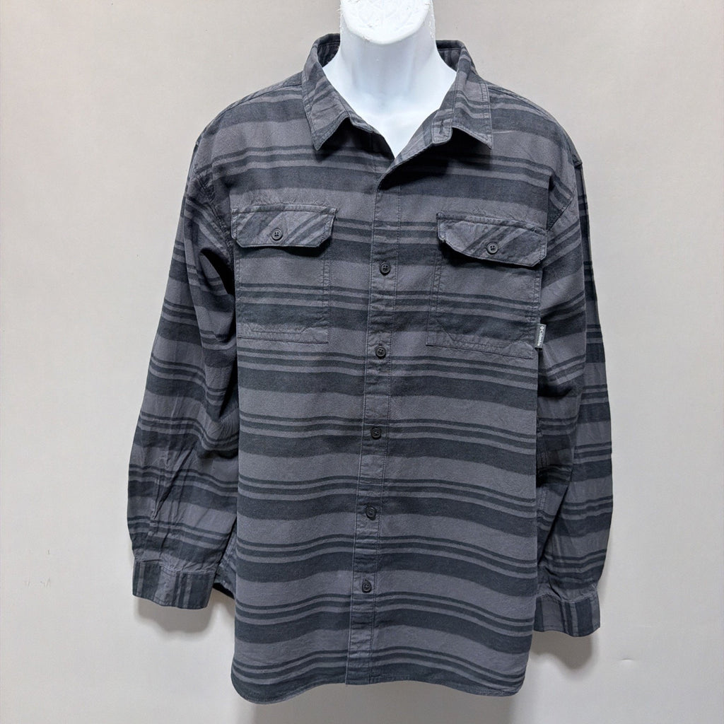 Columbia Omni-Wick men’s XL black gray long sleeve Flannel shirt pockets