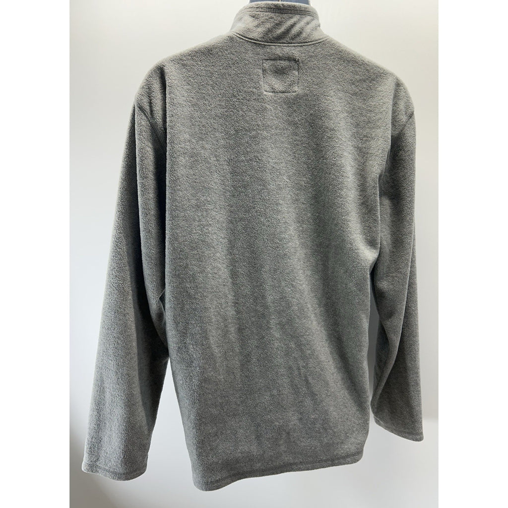 Old Navy Mens Large Gray Fleece Long Sleeve 1/4 Zip Y2K Black Letters.