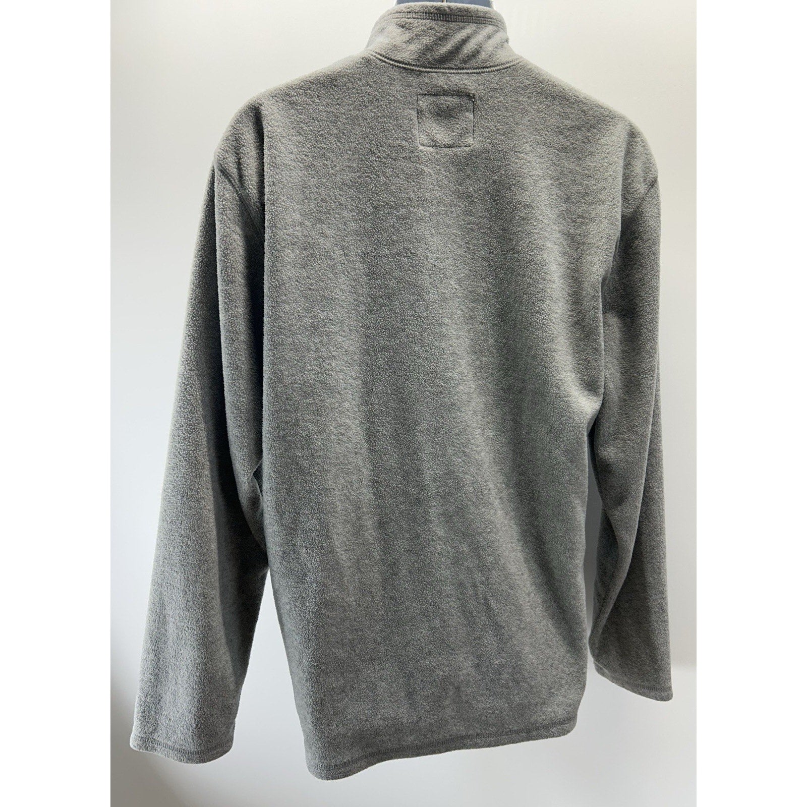 Old Navy Mens Large Gray Fleece Long Sleeve 1/4 Zip Y2K Black Letters.