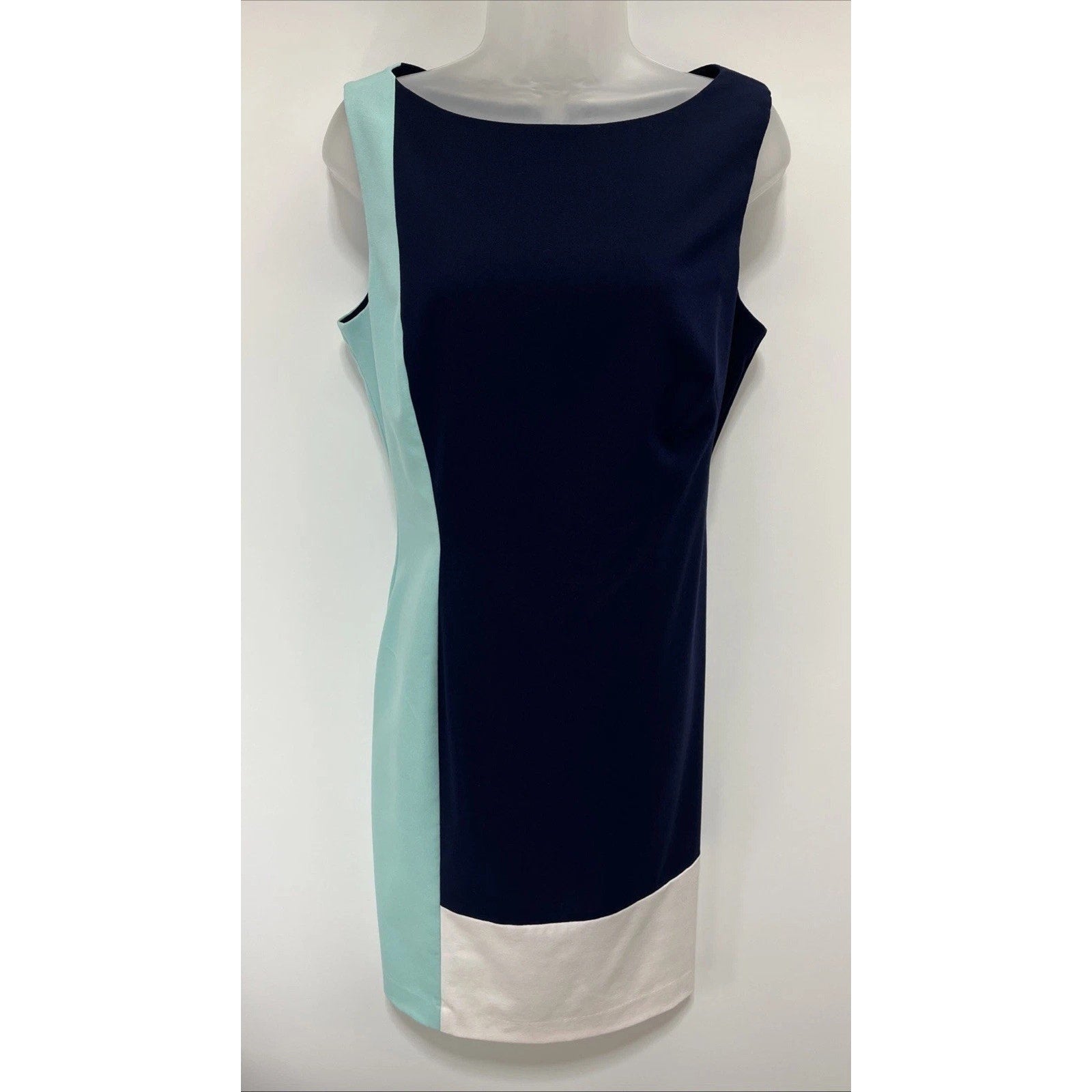 LAUREN RALPH LAUREN Sleeveless Color Block Shift Dress Women's 12 Lined Zipper