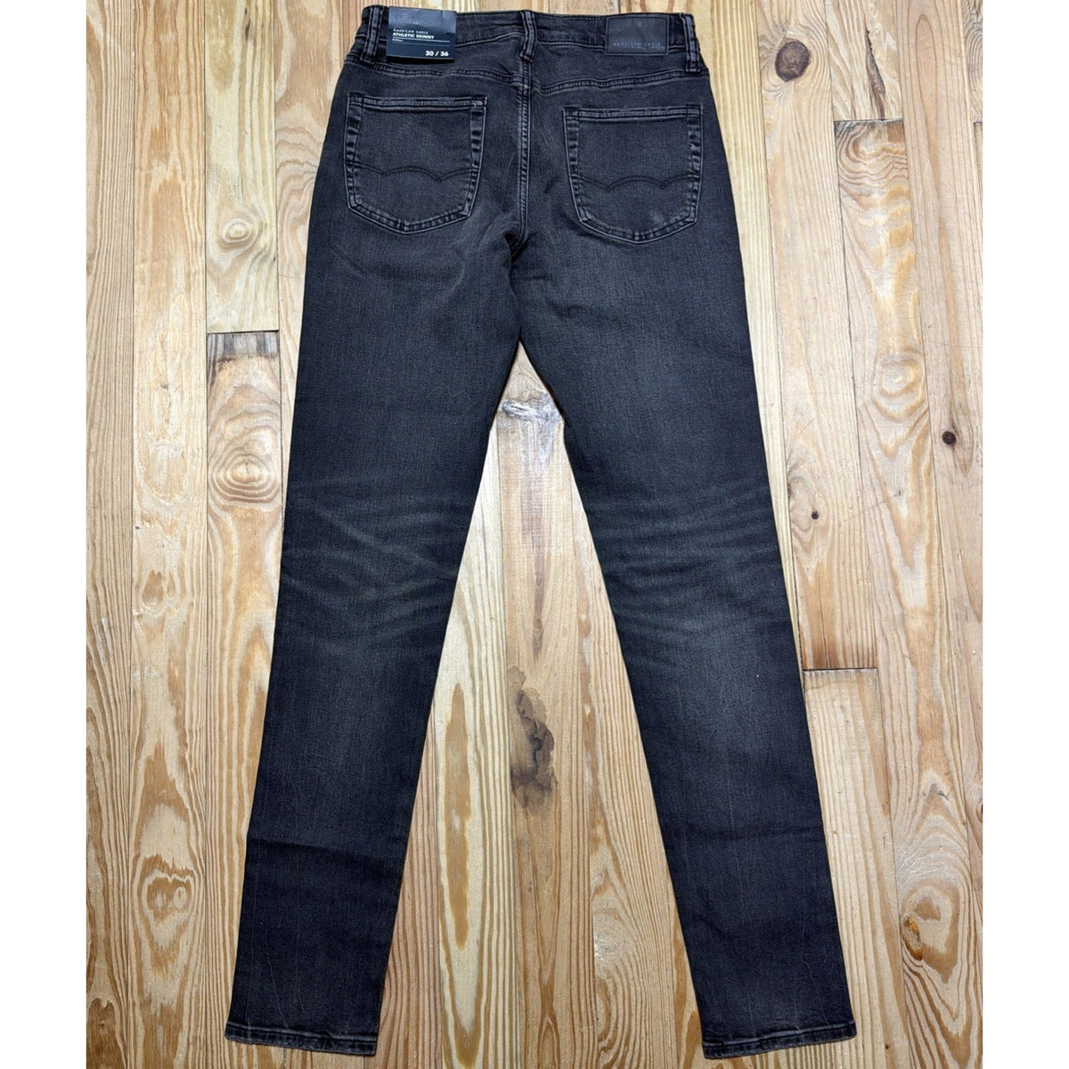 American Eagle Mens Patched Airflex+ Athletic Skinny Black Jeans 30 X 36 New