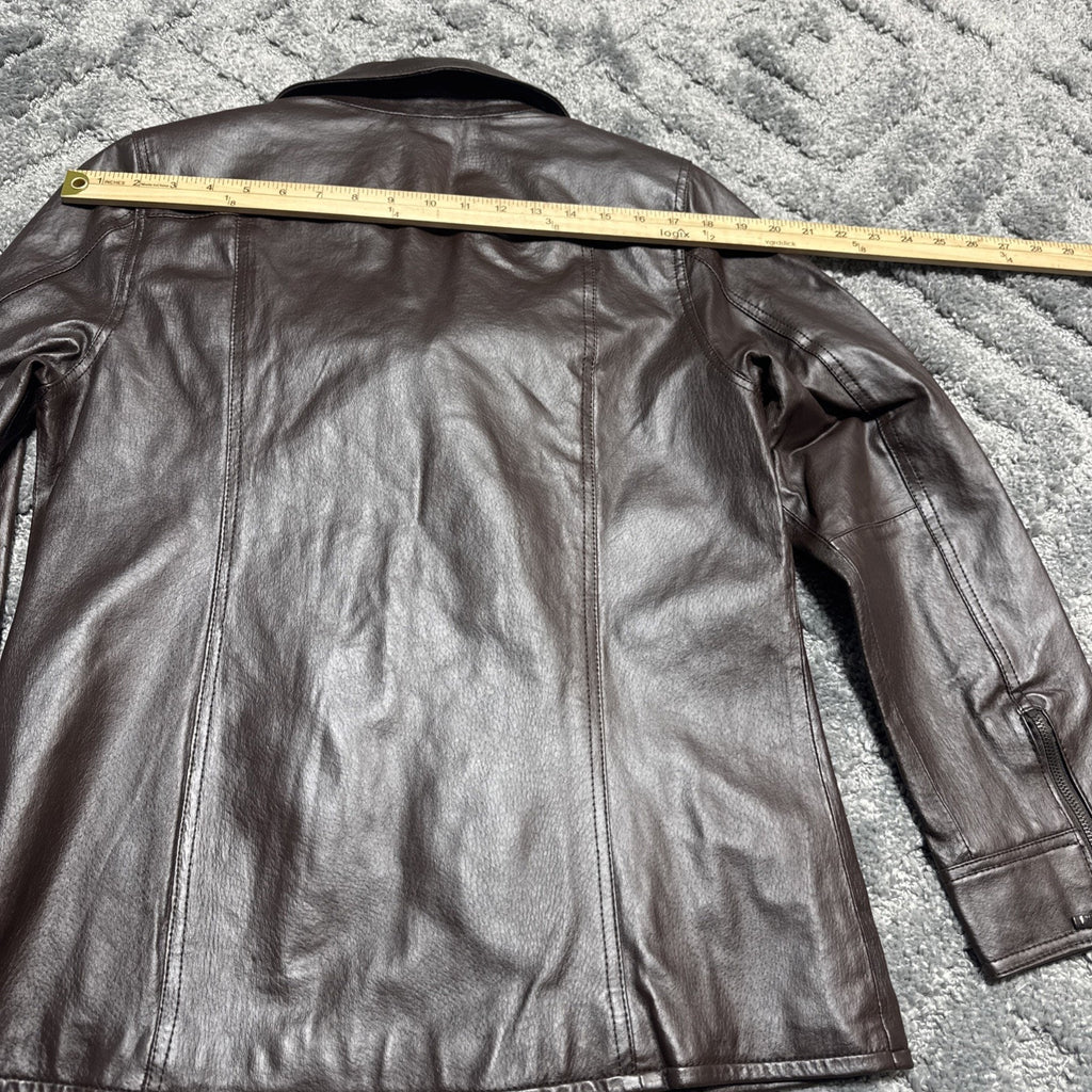 Denim & Co D&CO Leather Ladies Brown Motorcycle Jacket, Size S Style A201535,