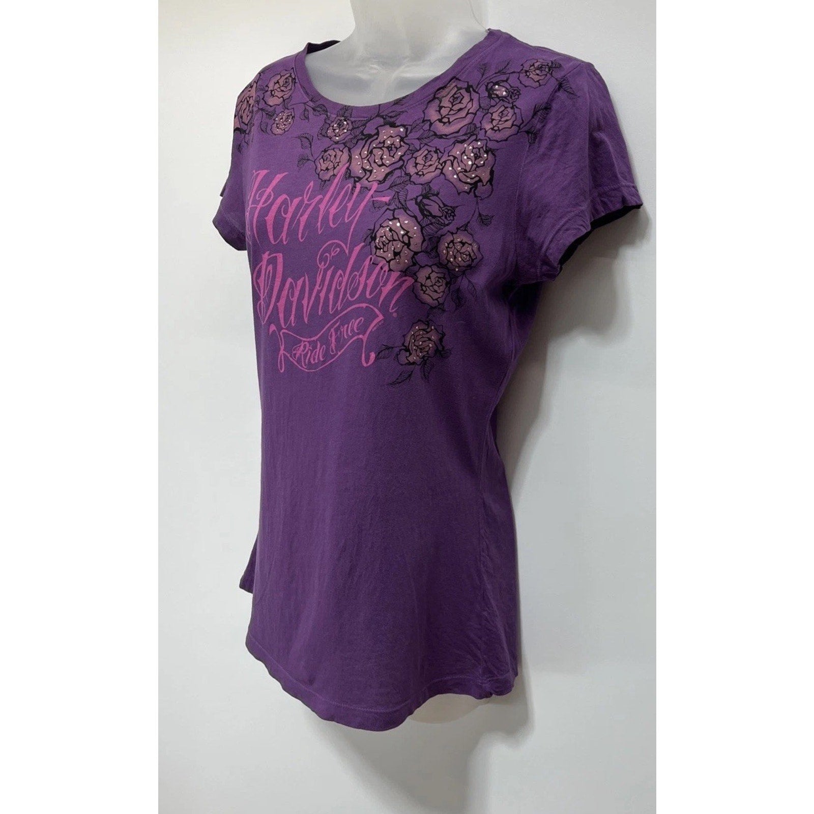 Harley Davidson Bagram Air Base Afghanistan T-Shirt Rhinestone Purple S 2015