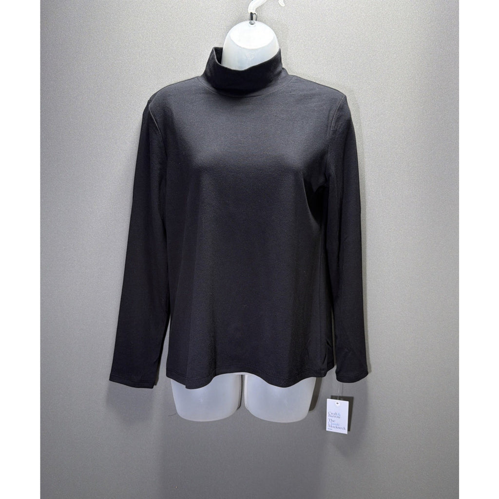 Croft & Barrow Women's Classic Mock Neck Tee long sleeve Petite Small New