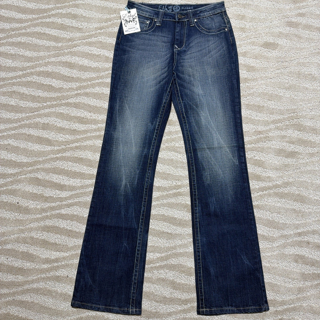 Ethyl Classic Bootcut Jeans Womens 6 Blue Western Embroidered NWT 29x33.5