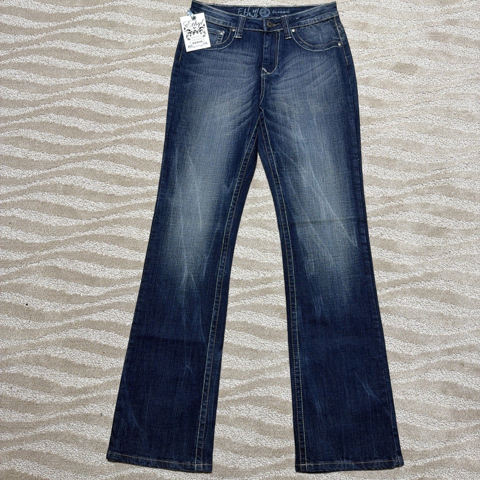 Ethyl Classic Bootcut Jeans Womens 6 Blue Western Embroidered NWT 29x33.5