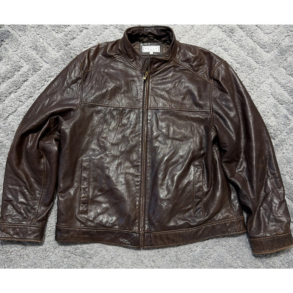 Pelle Studio Jacket Men's Extra Large Brown 100% Leather Bikercore Outdoor Rock