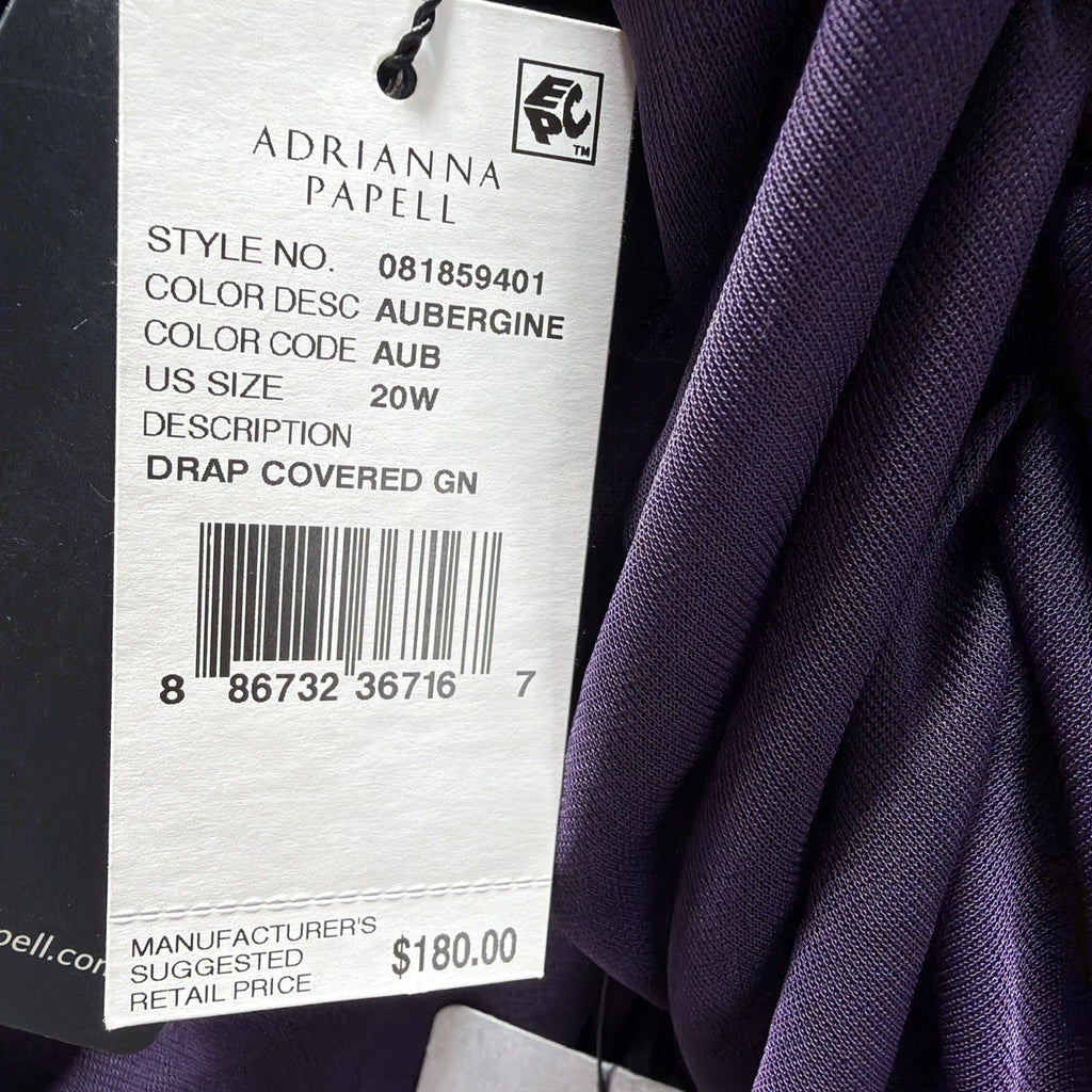 New Adrianna Papell Purple Ruched Lined Maxi Dress Plus Size 20W Evening Wear