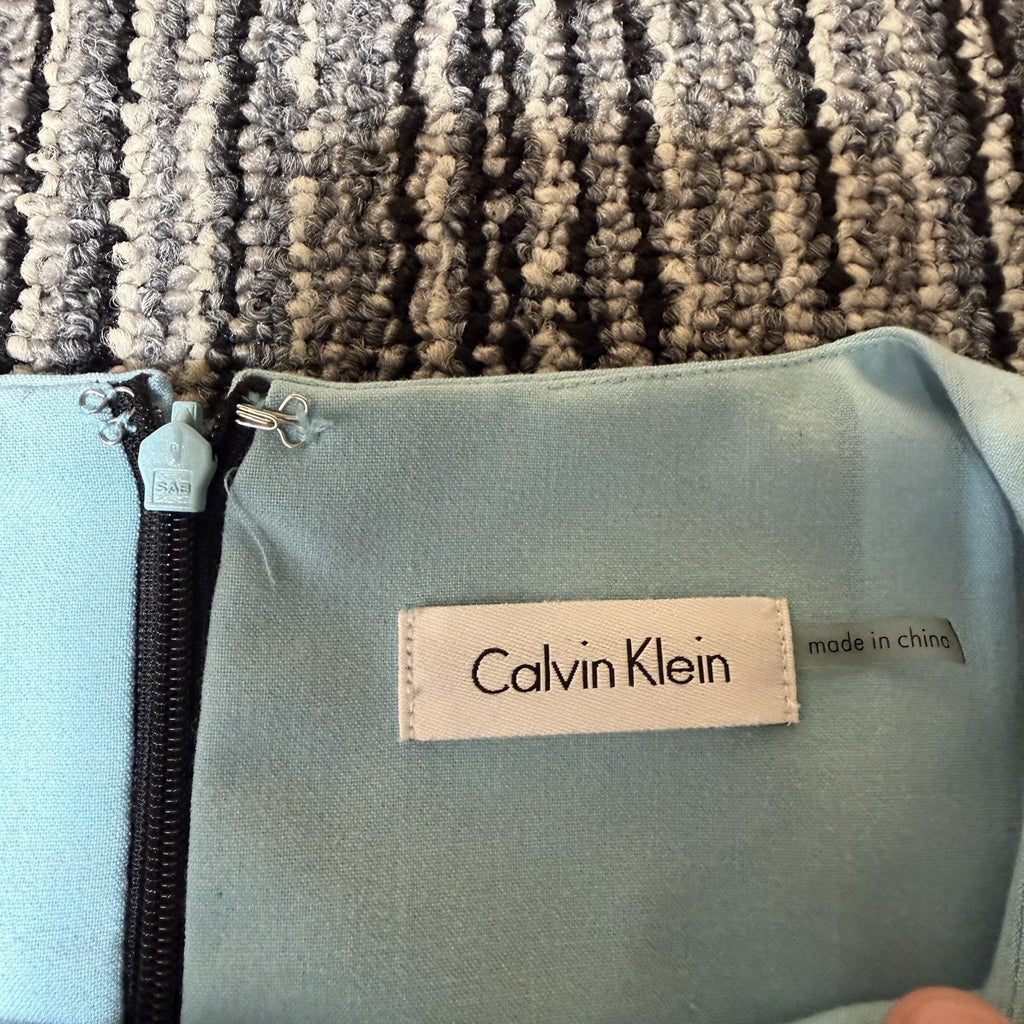 Calvin Klein Colorblock Sleeveless Sheath Dress Black Blue Gray Women’s 12