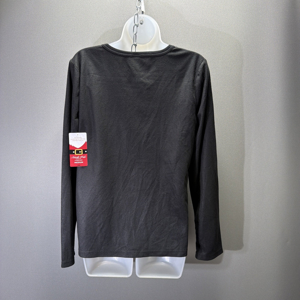 North Pole Black Fleece Size M Lounge Shirt Joyful Elf Hat Ugly Christmas NWT