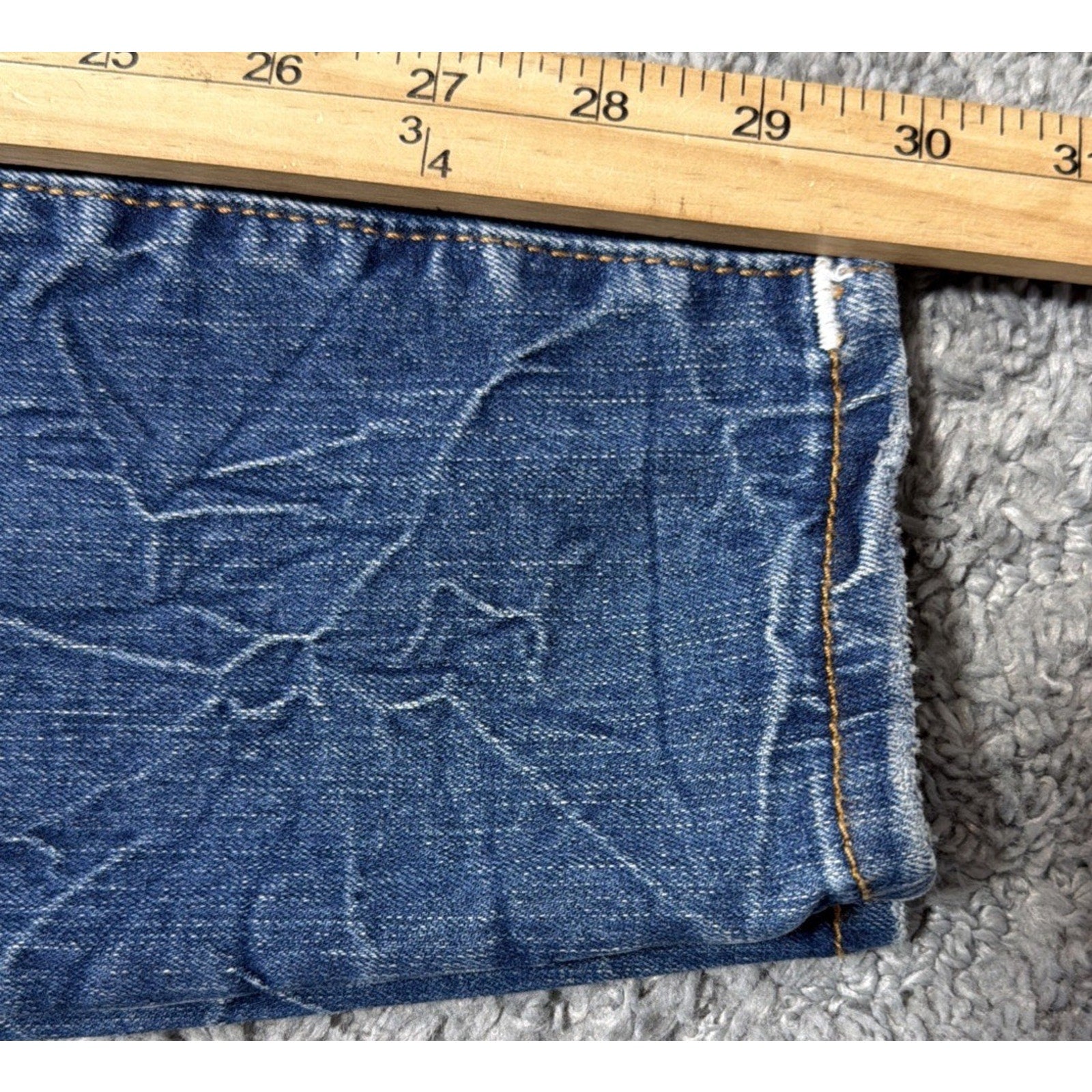 True Religion Jennie Curvy Mid Rise Super Skinny Flap Blue Jeans Crinkle Size 29