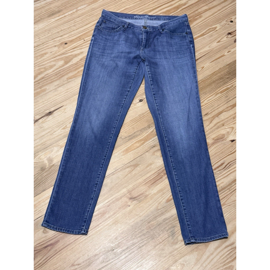 Eddie Bauer Jeans Blue Denim Boyfriend Slim Straight Leg Stretch Women’s T8
