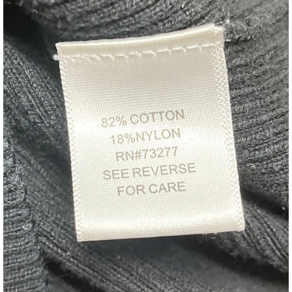 APT 9 SZ L Cotton/Nylon Black Ribbed U-Neck Sweater Thin Pullover