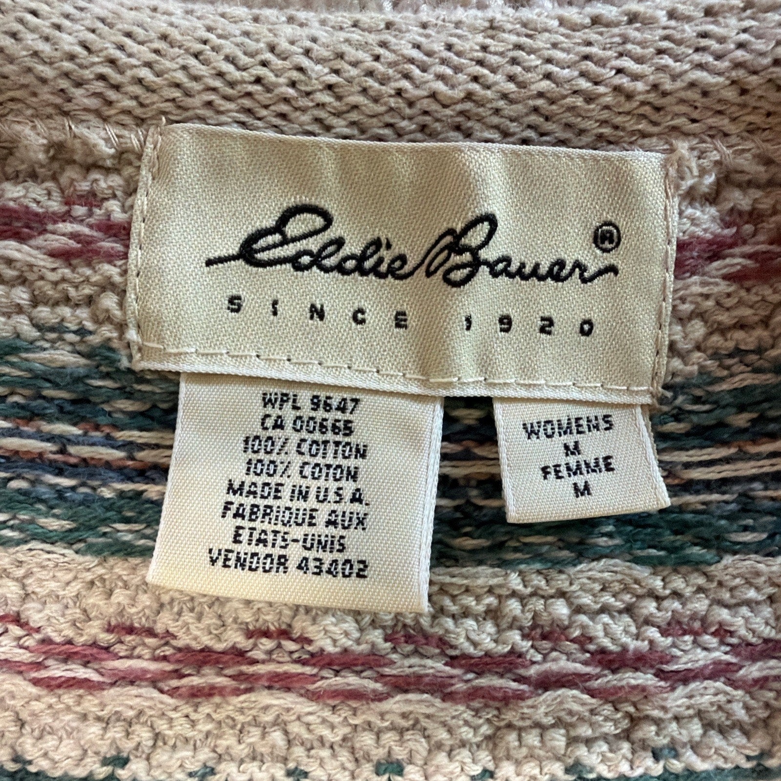 Vintage Eddie Bauer Women's Medium Sweater Vest Fair Isle Button Made In USA