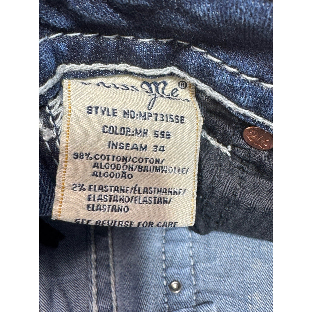 MISS ME MID RISE BOOT CUT EMBROIDERED BLUE DENIM JEAN Zig Zag Women’s Size 26