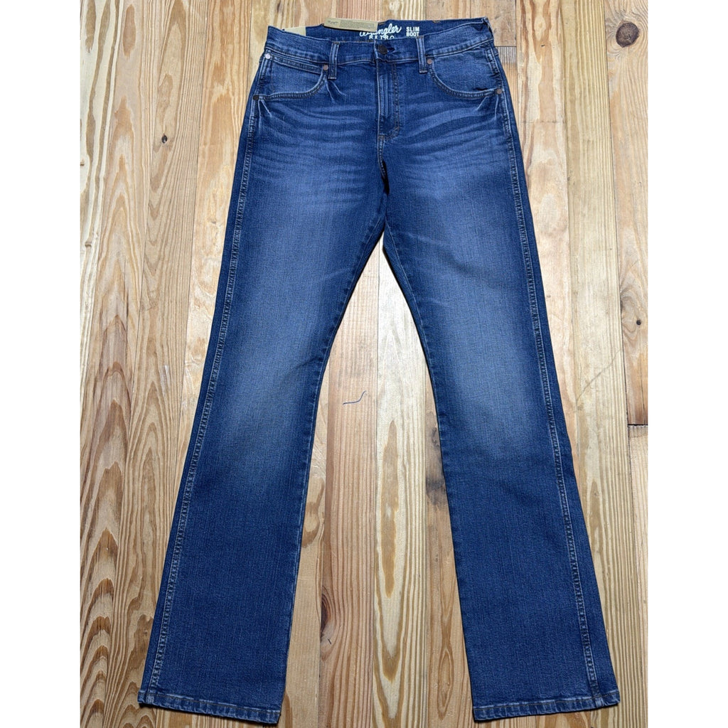 Wrangler Retro Slim Boot Jeans Mens 30x36 Medium Wash Blue Stretch Denim New!