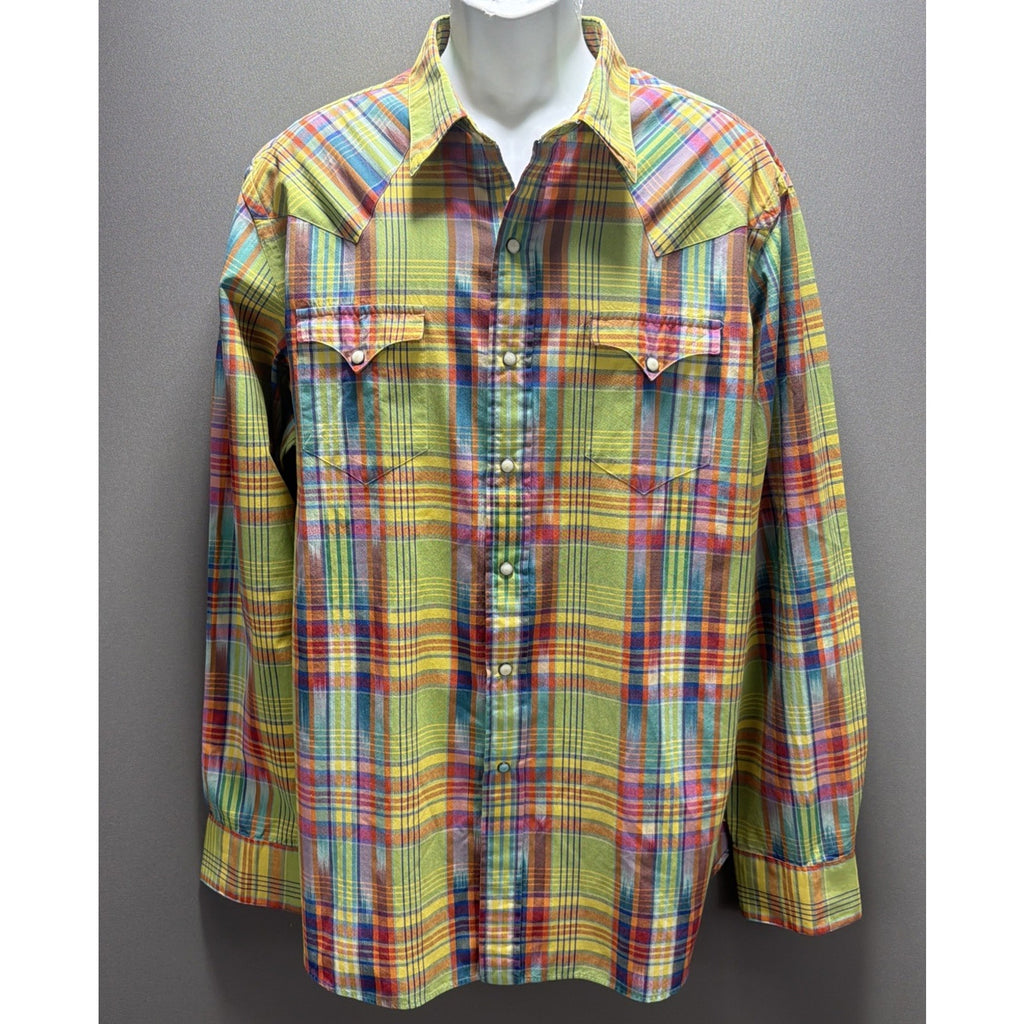 Vtg Polo Ralph Lauren Shirt Men XXL Western Pearl Snap Southwestern Madras