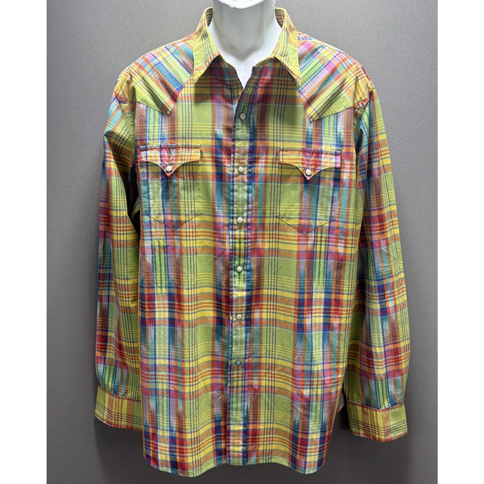 Vtg Polo Ralph Lauren Shirt Men XXL Western Pearl Snap Southwestern Madras