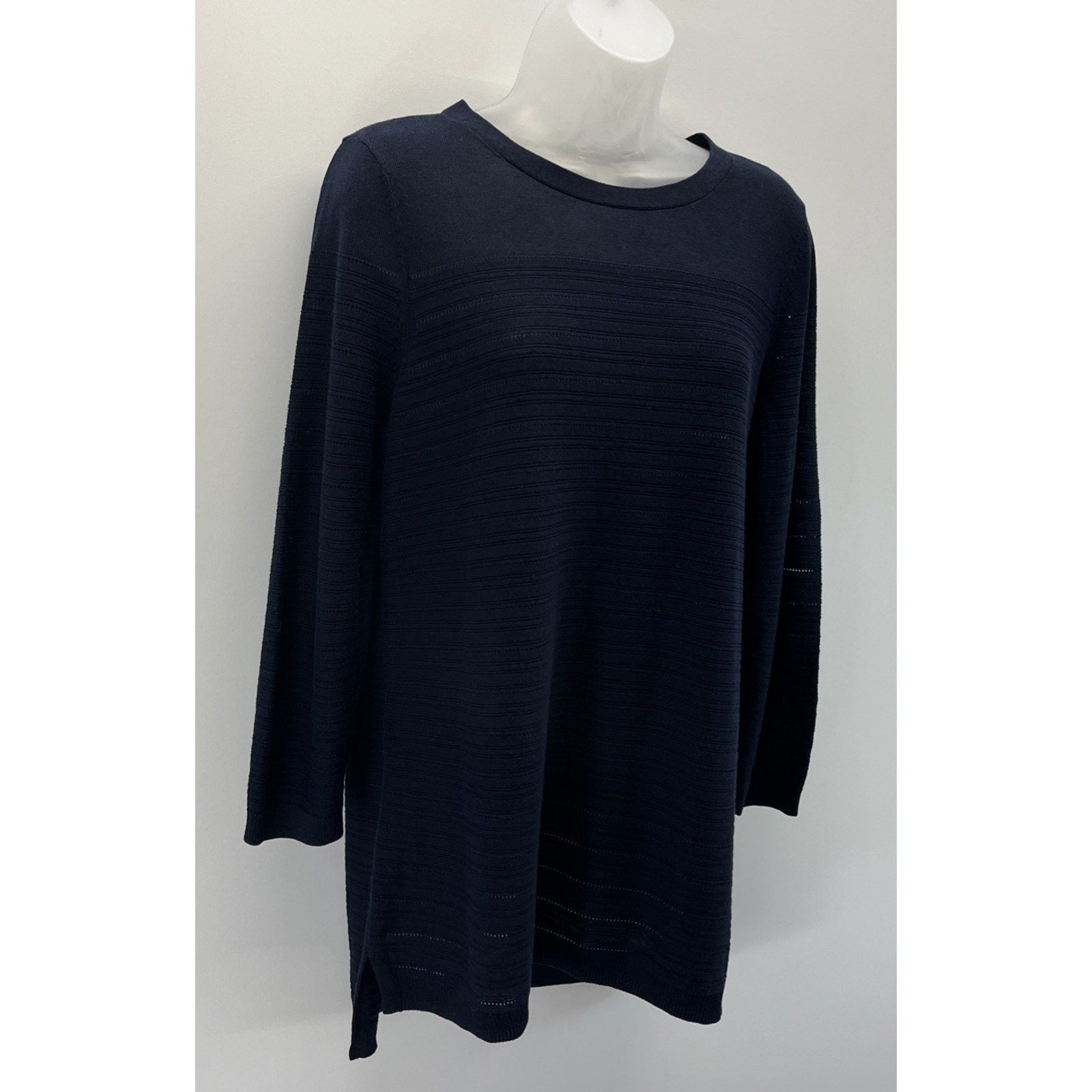 Talbots Knit Breathable Navy Sweater M Womens Long Sleeve