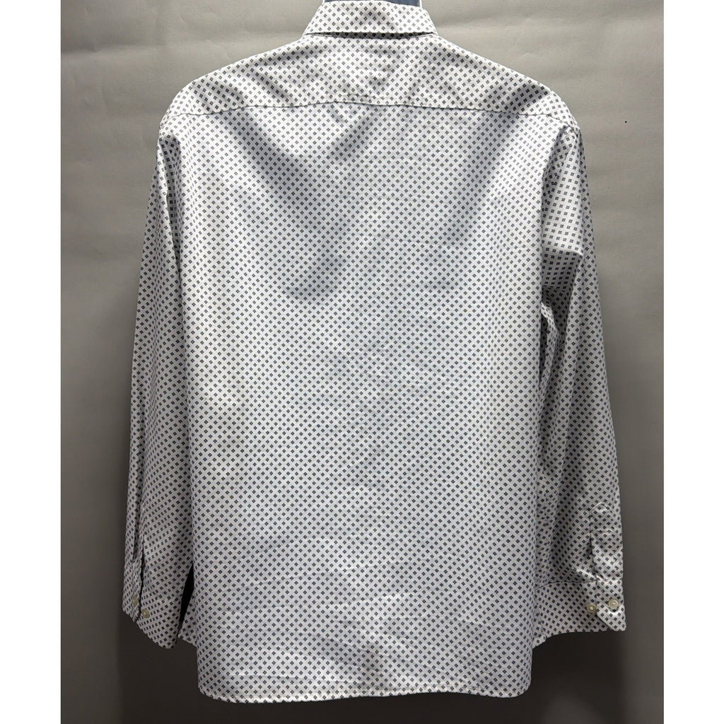 Banana Republic Standard-Fit Non-Iron Dress Shirt in White Blue Dot Size L NWOT