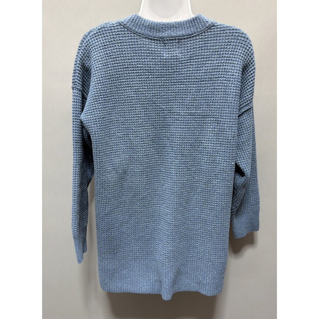 Hippie Rose Tunic Knit Sweater Women’s Large Boxy Soft Blue Top Stretch