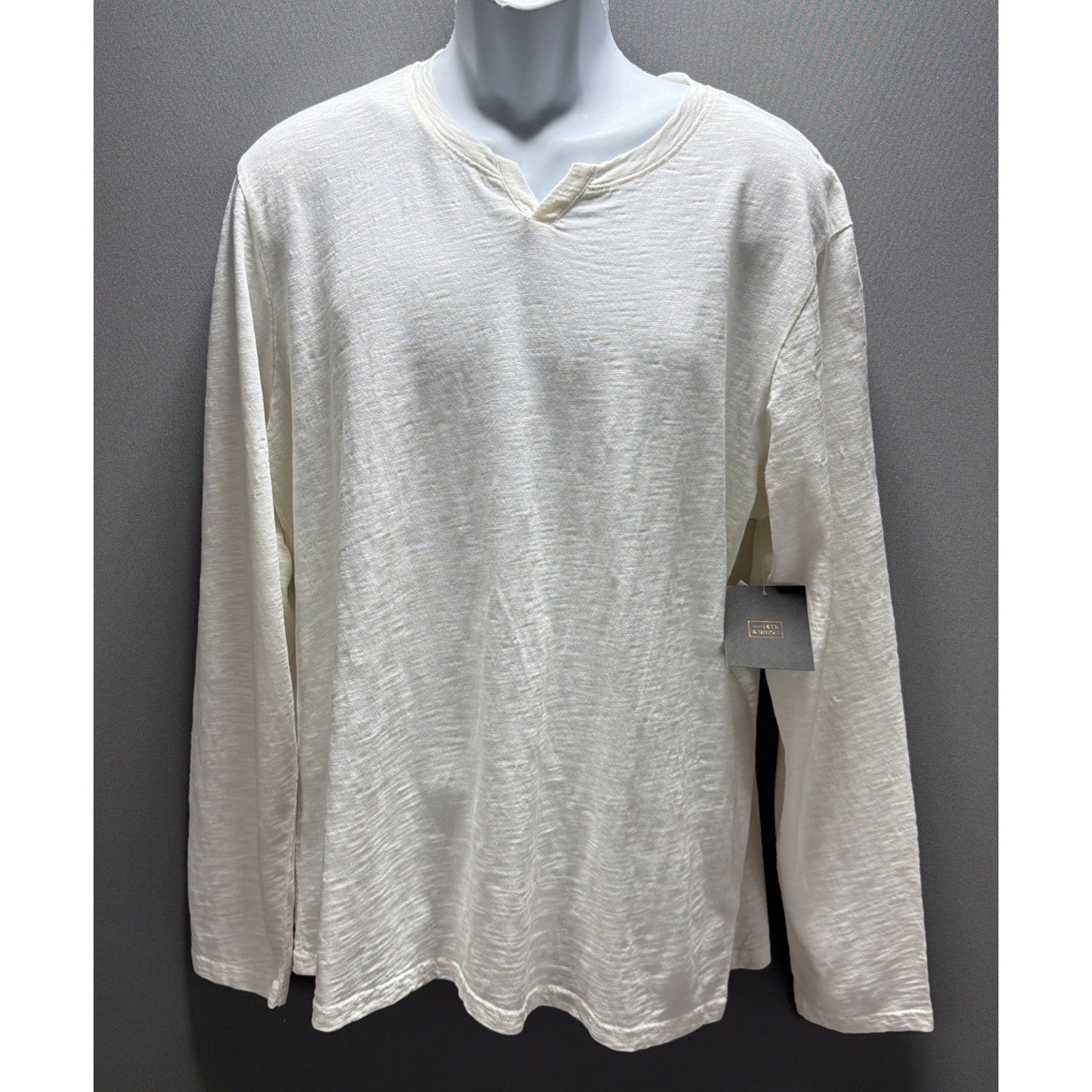 14th & Union Nordstrom Rack Mens L Ivory Henley Shirt Long Sleeves NWT