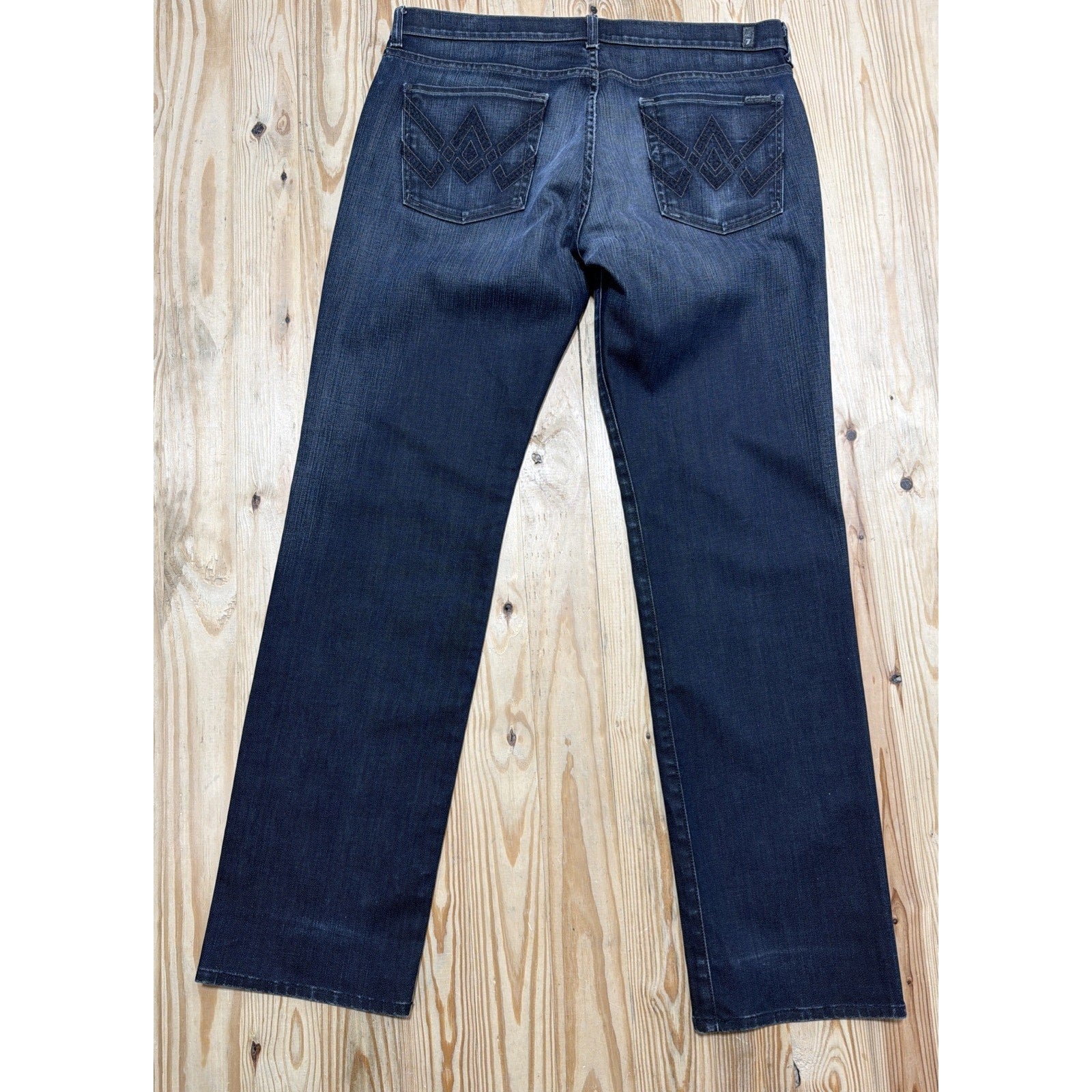 7 for All Mankind Standard Button Fly Jeans Size 38x34 Blue Denim Made USA