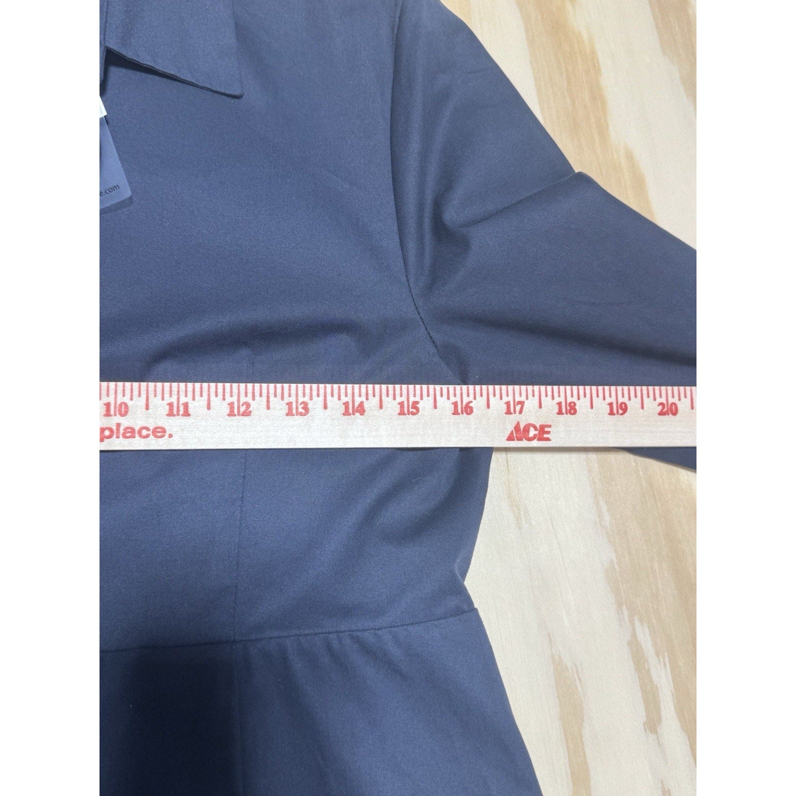 BANEE & BANEE Trench Coat Dress Women L Navy Blue Button Front A-Line Korea NWT