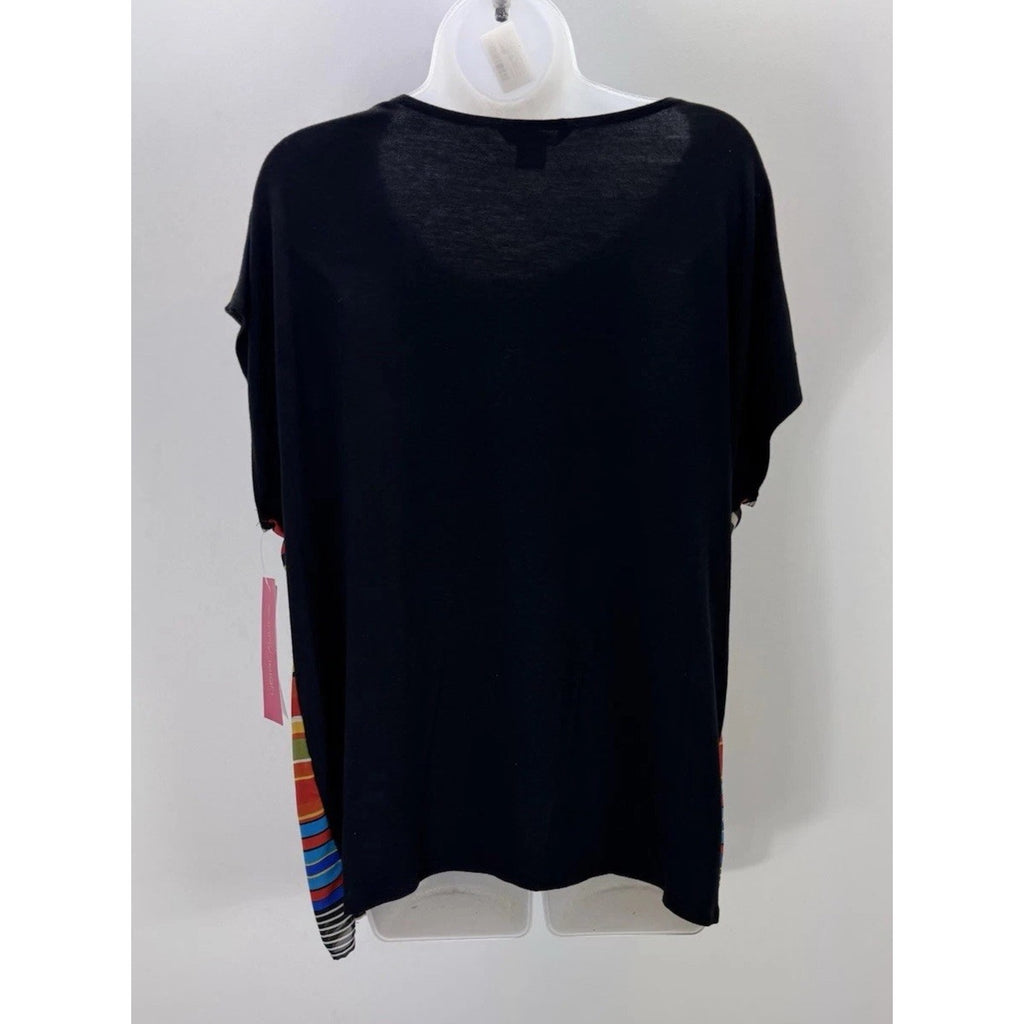 Sunny Leigh Chiffon Striped Multi-colored Rayon Jersey Knit Blouse NWT X-Large