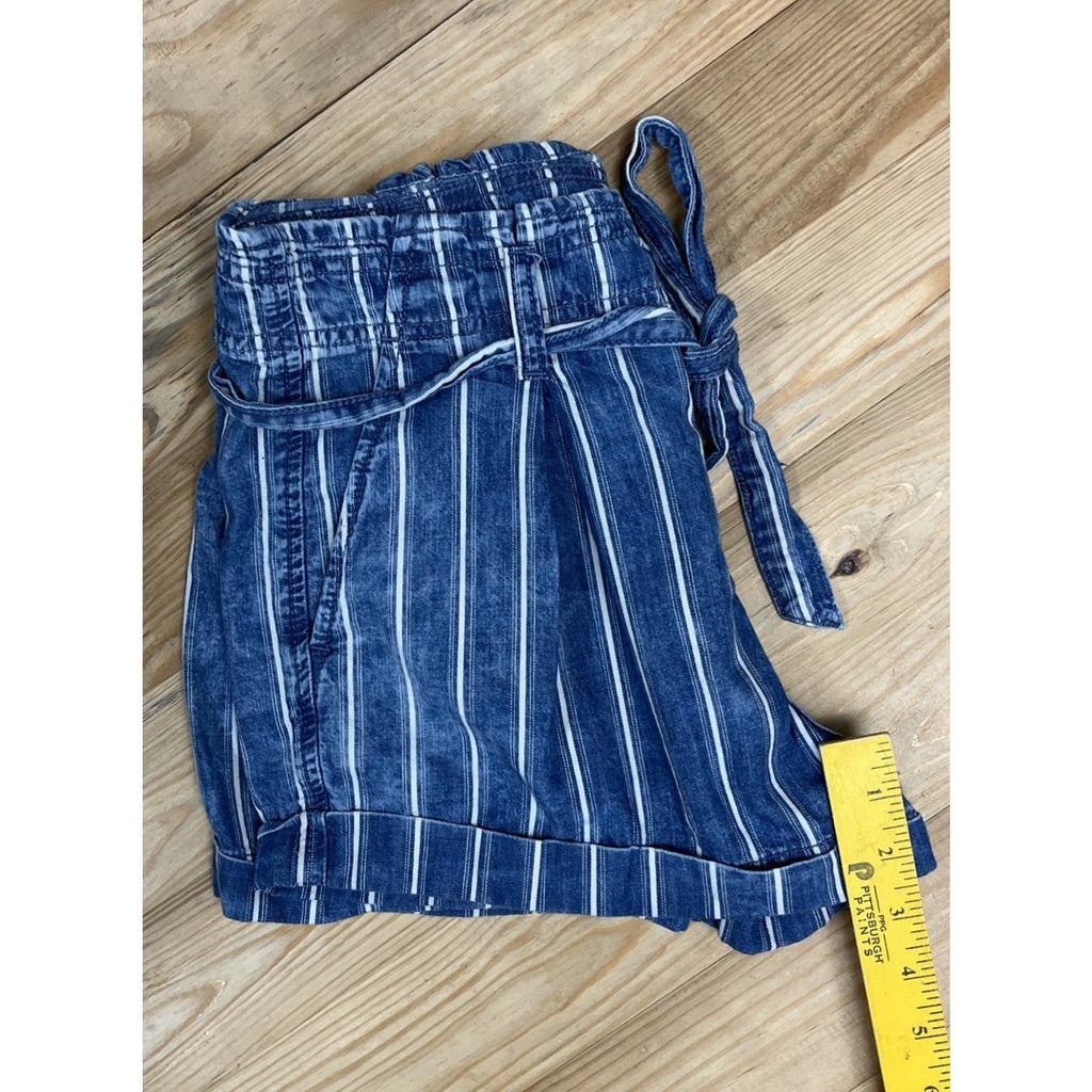 American Eagle Striped Chambray Shorts Women's Size 4 High Waisted