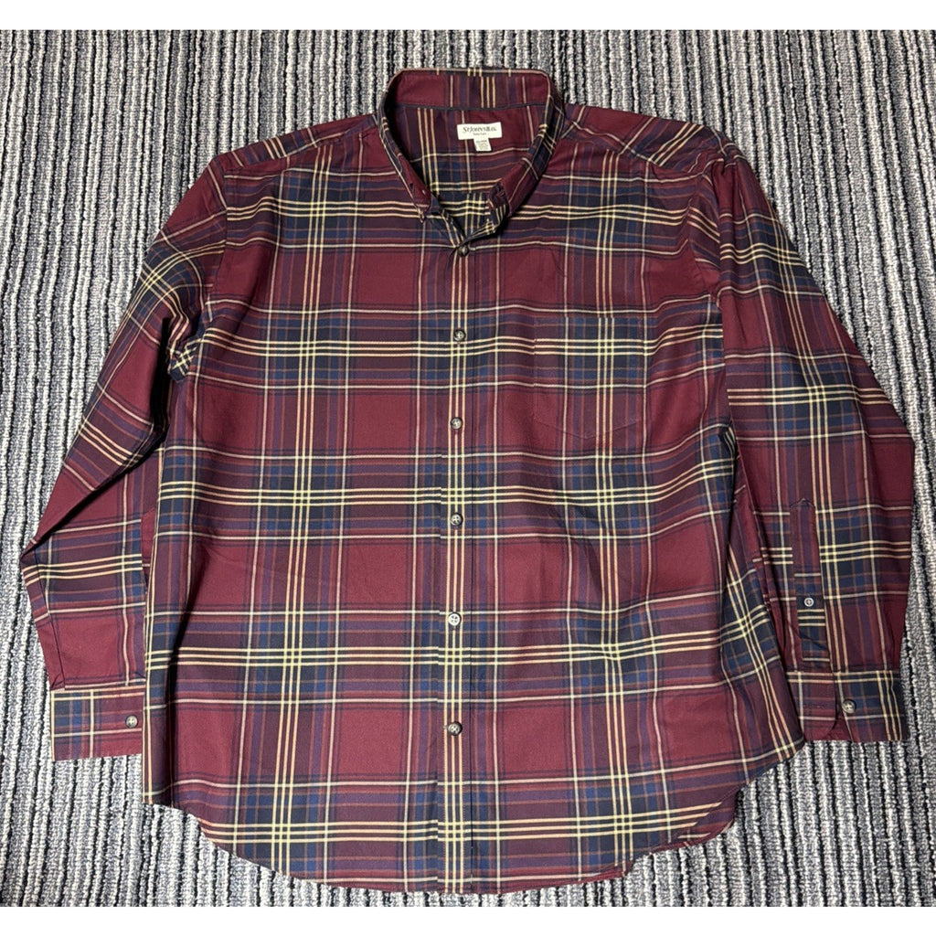St. Johns Bay Easy Care Button Up Long Sleeve Shirt Men's Size XXL NWOT