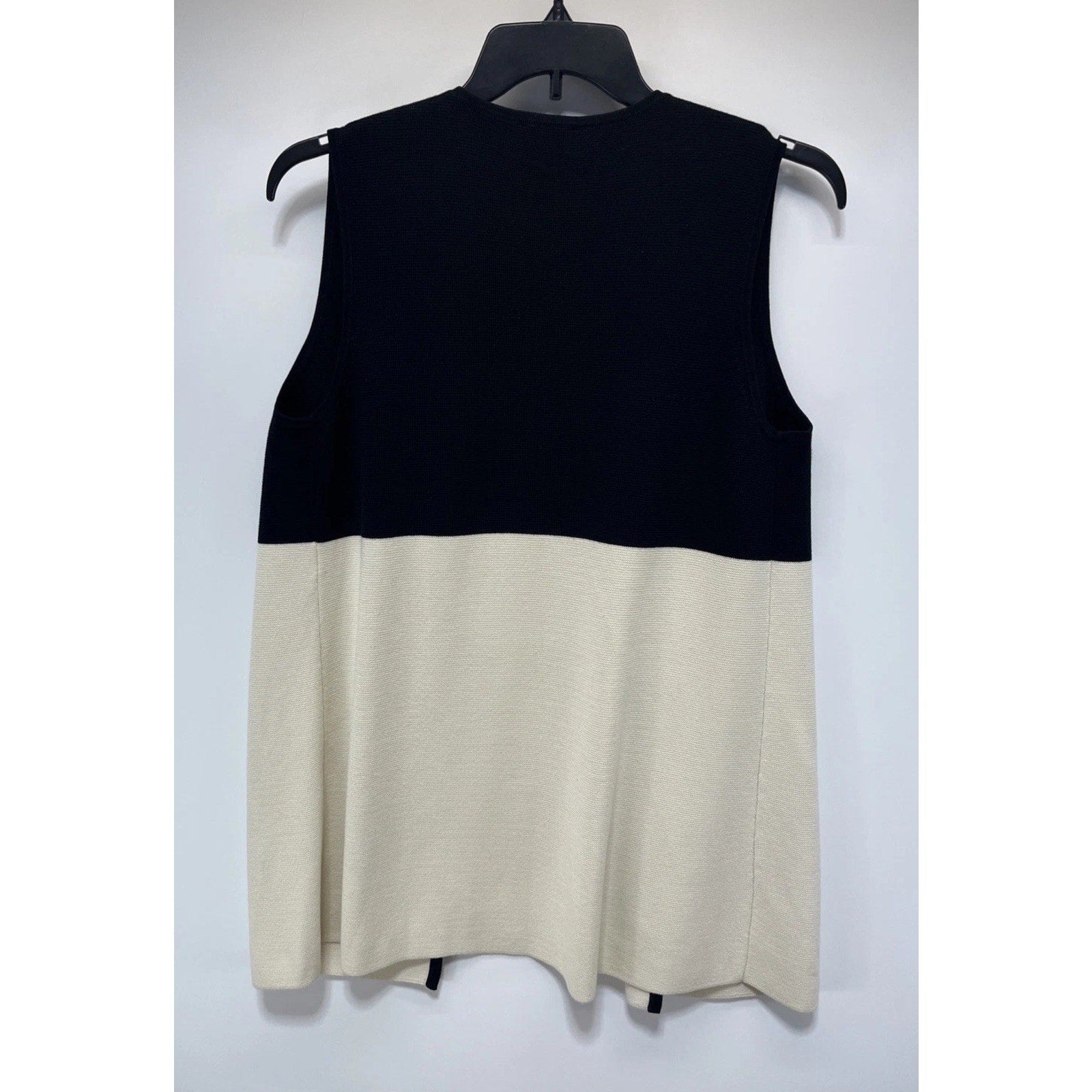 Talbots Women's Large Cardigan Vest Open Front Cream Black