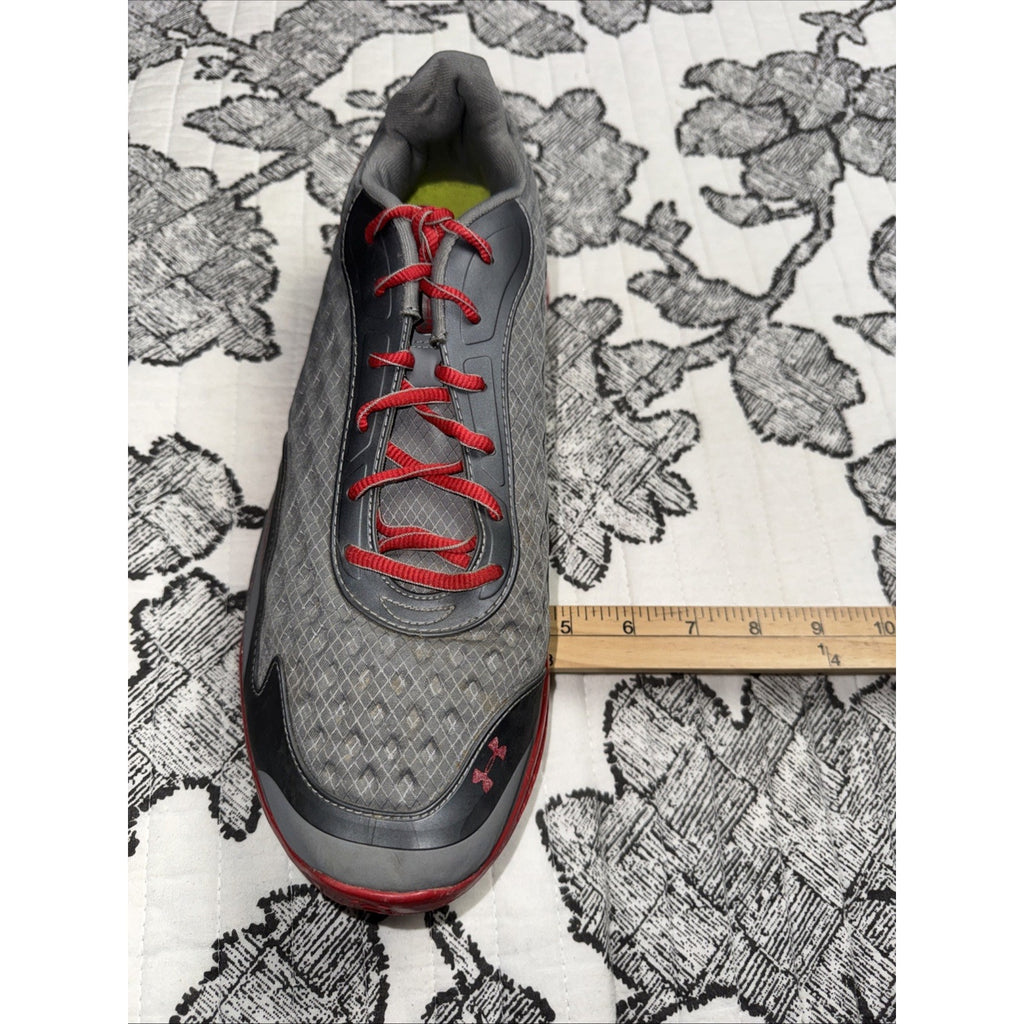 Men Under Armour Gray & Red Spine RPM Running Shoes US Size 12 1238353-045