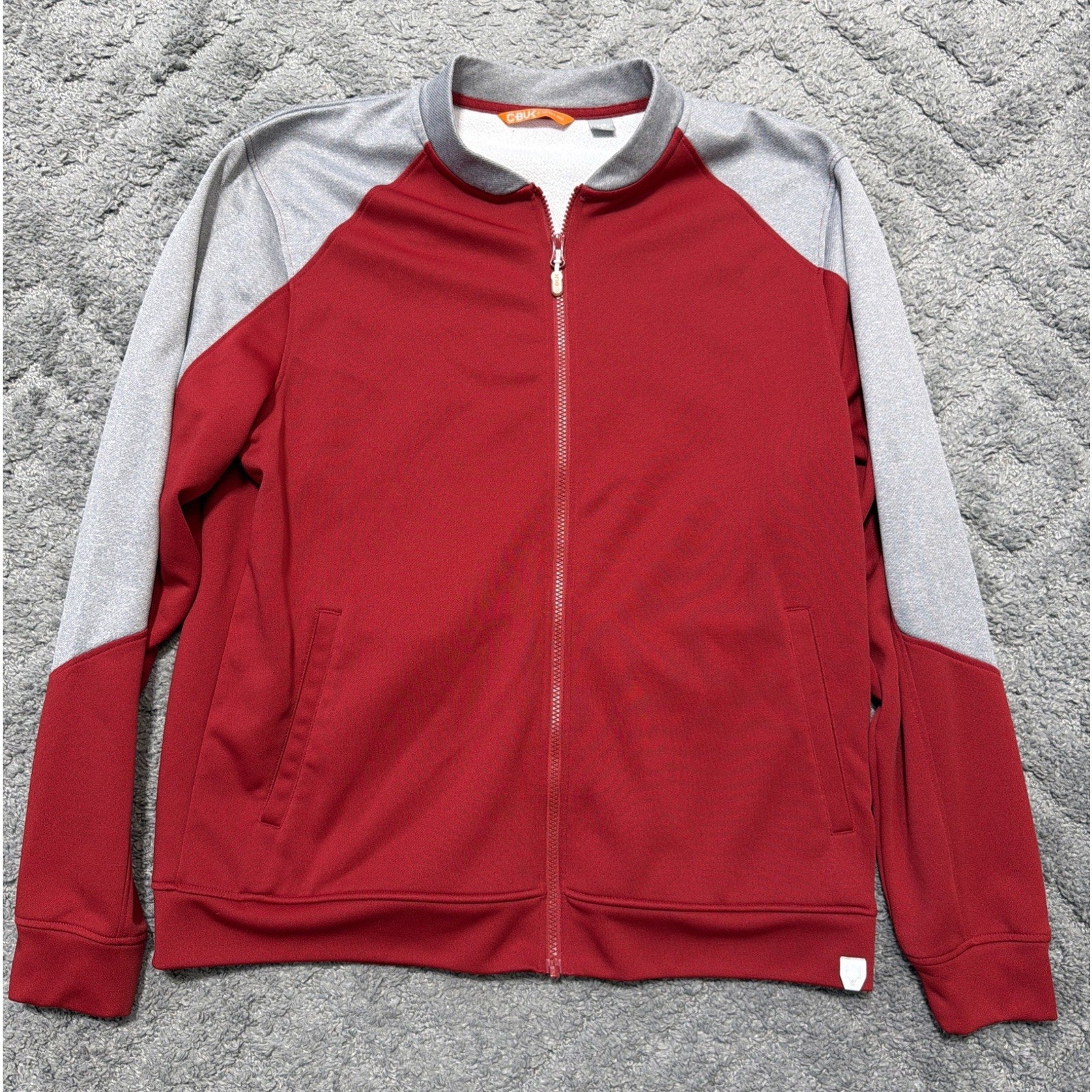 Cbuk By Cutter & Buck Mens Red Long Sleeve Pop Fly Fleece Full Zip Jacket Size L