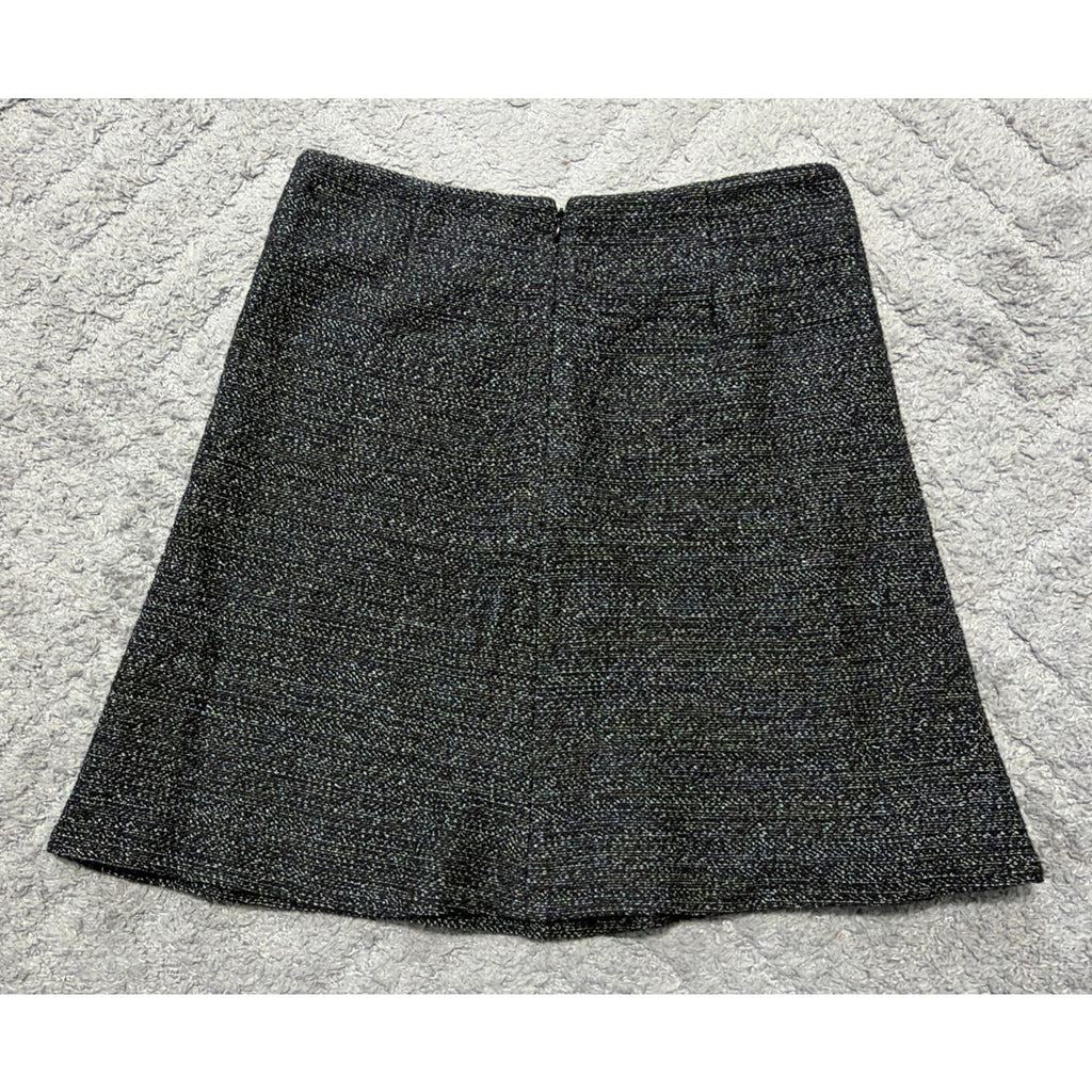 Loft Womens 8 Skirt Black A Line Knit Lined Zip Closure Cotton Blend Career