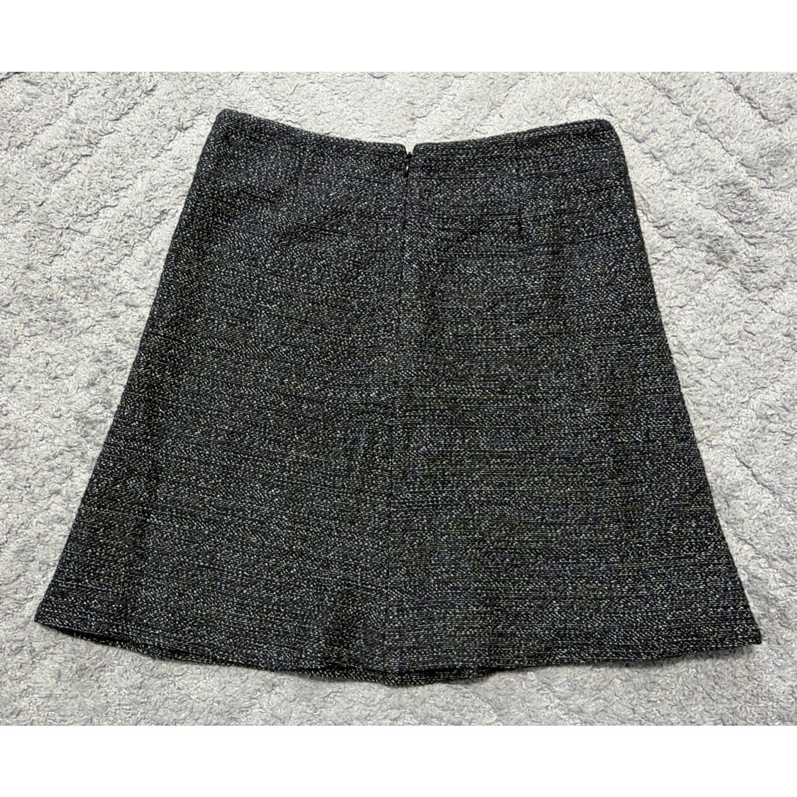 Loft Womens 8 Skirt Black A Line Knit Lined Zip Closure Cotton Blend Career