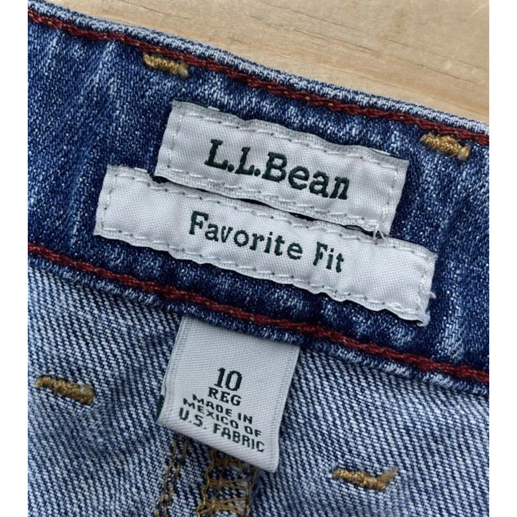 LL Bean Jeans Skirt Womens 10 Favorite Fit Stretch Denim Mini Pencil Above Knee