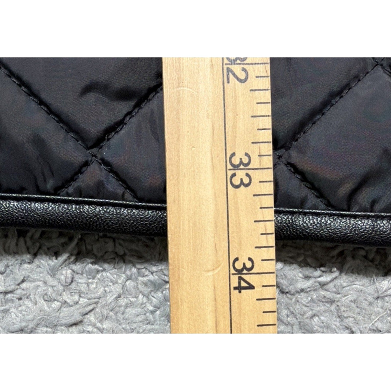 Lauren Ralph Lauren Black Label Quilted Vegan Leather Trim Hooded Coat Size M