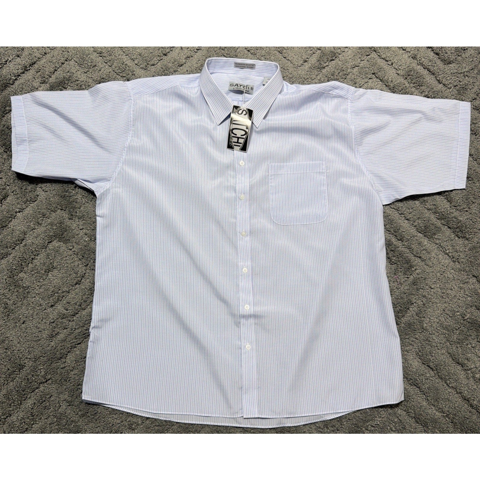 SATCHI Bruno Satchi Men's Striped Short Sleeve Dress Shirt Size 3XL New