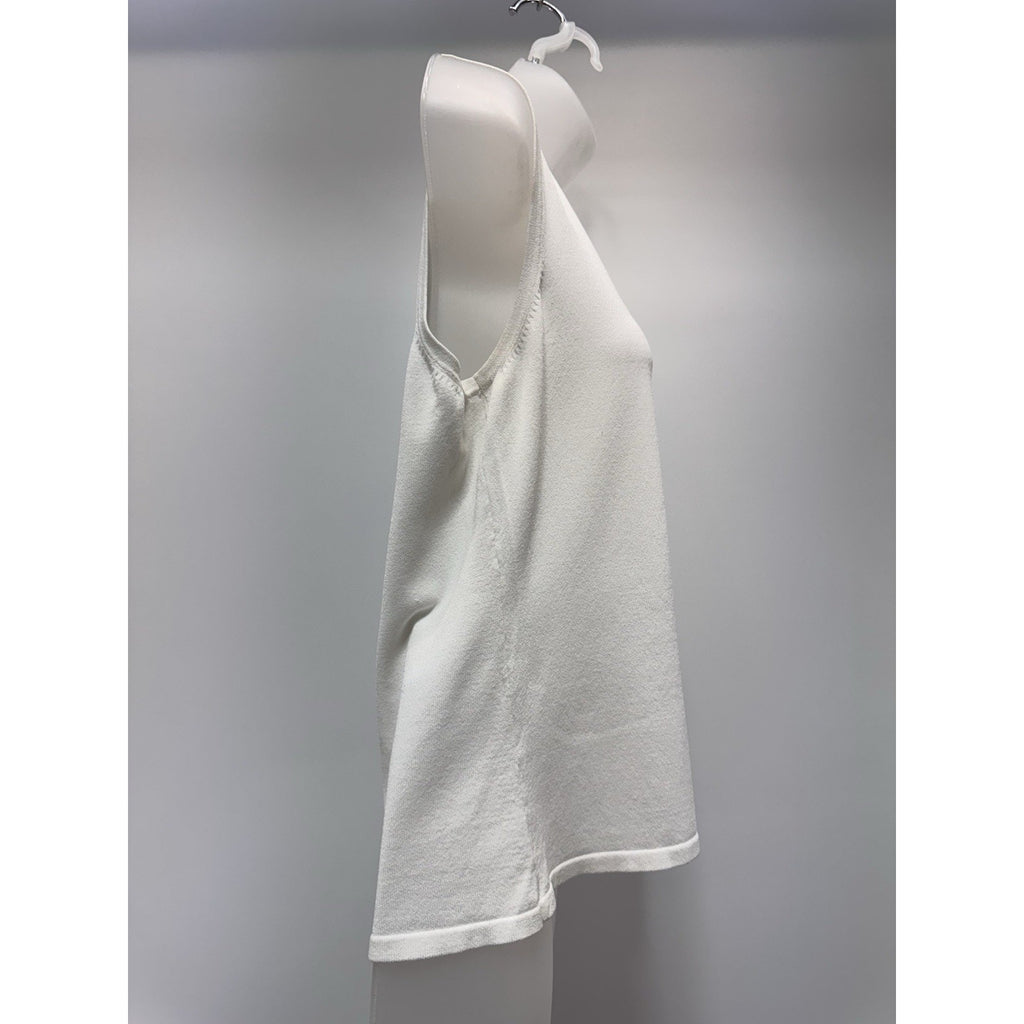Calvin Klein White Rayon Shell Scoop Neck Sleeveless Pullover Women’s Size L