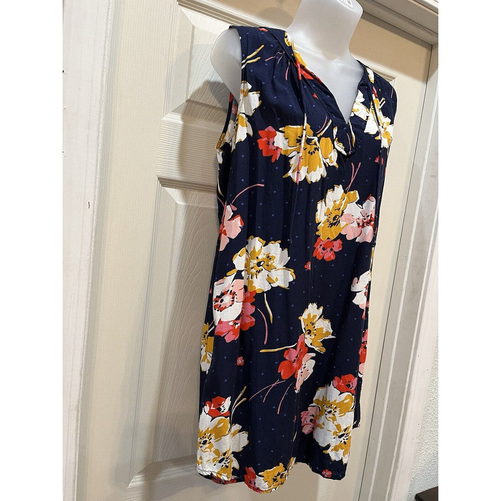 Old Navy Women's Dress Medium Blue Floral Sleeveless A-Line V-Neck Casual