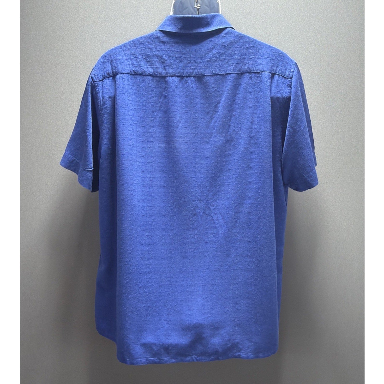 Club Room Silk Rayon Blend Camp Shirt Blue XL Button Front Short Sleeve Casual