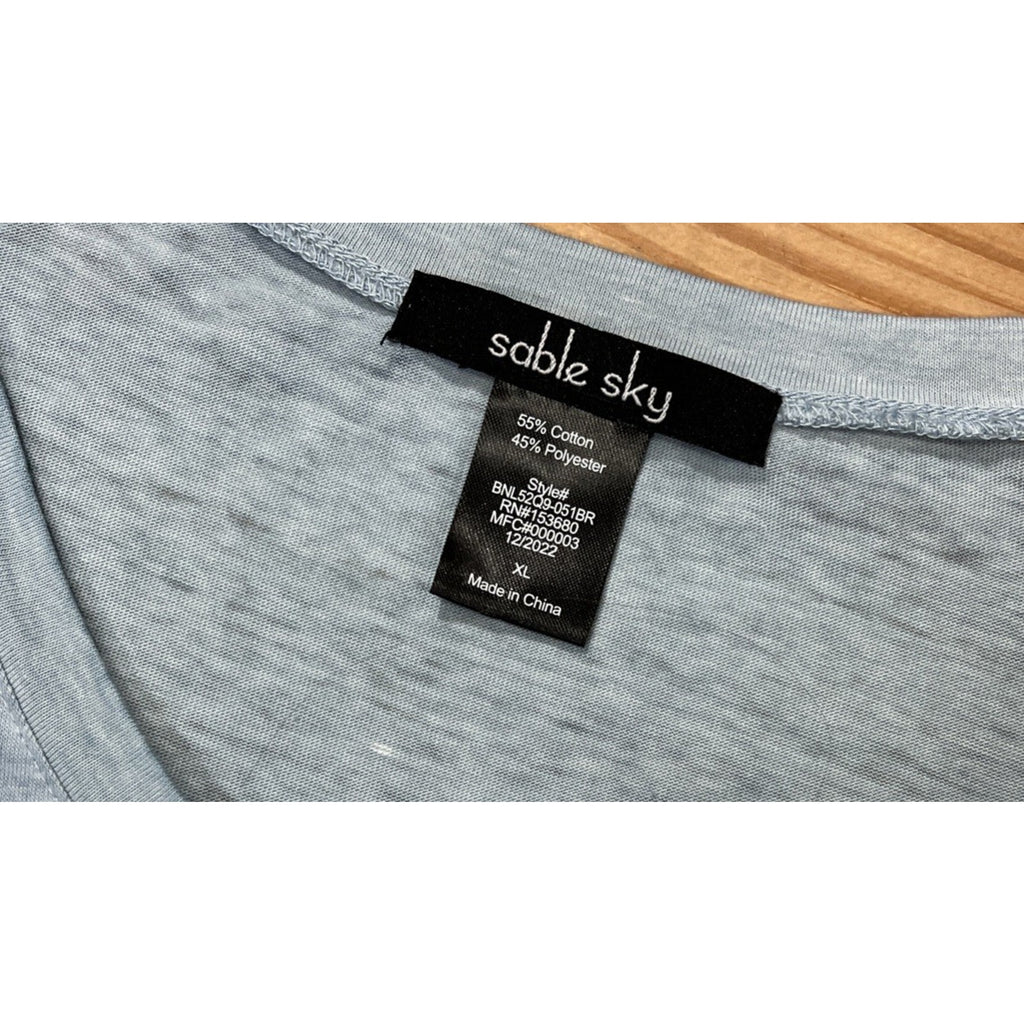 Sable Sky Diamonds Are A Girls Best Friend Tee Slub Knit Top Light Blue Size XL