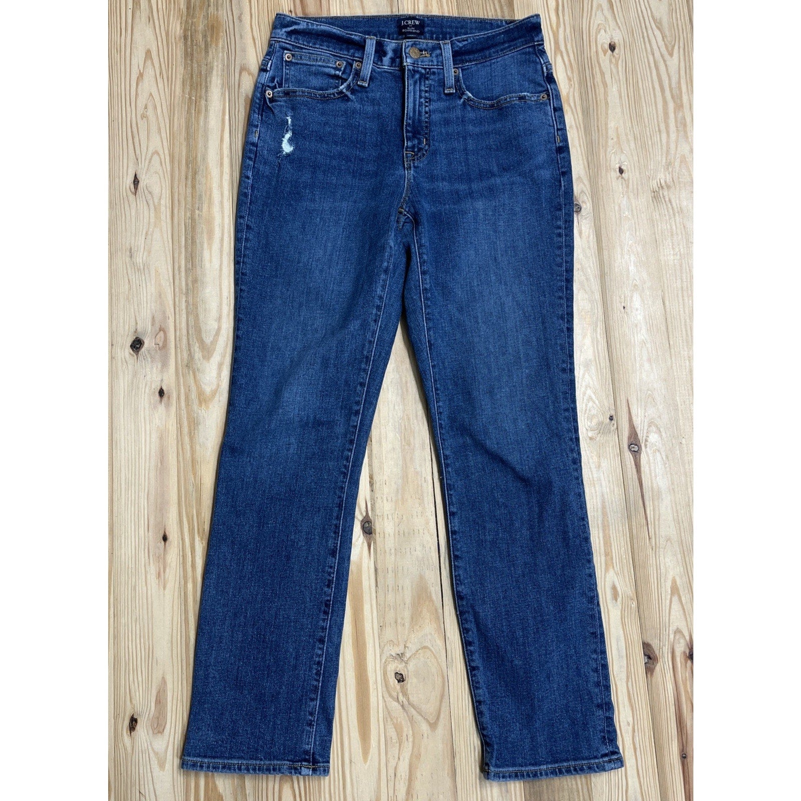 J Crew Womens Jeans Blue Tag Size 25 Mid Rise Slim Boyfriend Denim