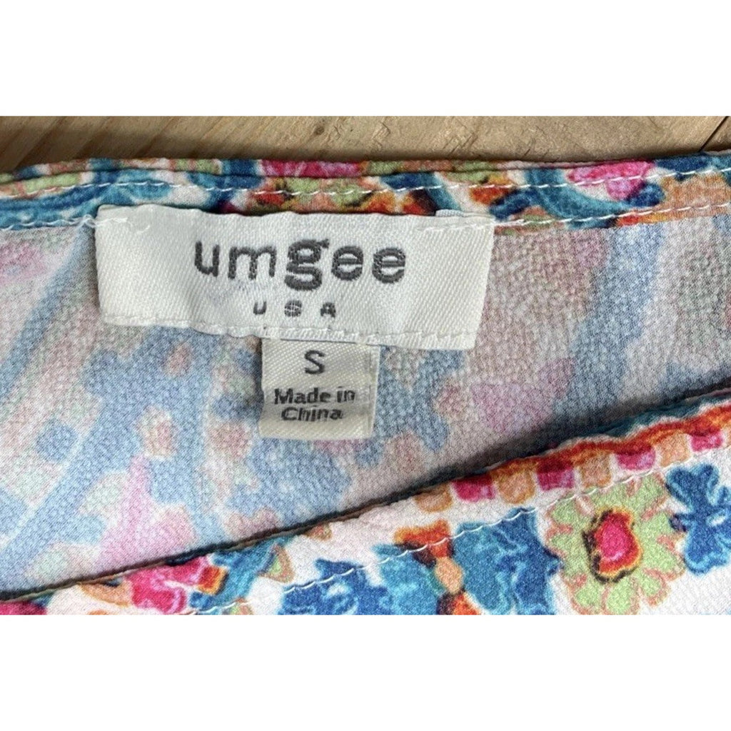 Umgee Women's Paisley Dolman Sleeve V-Neck Blouse Blue Pink Yellow Size S