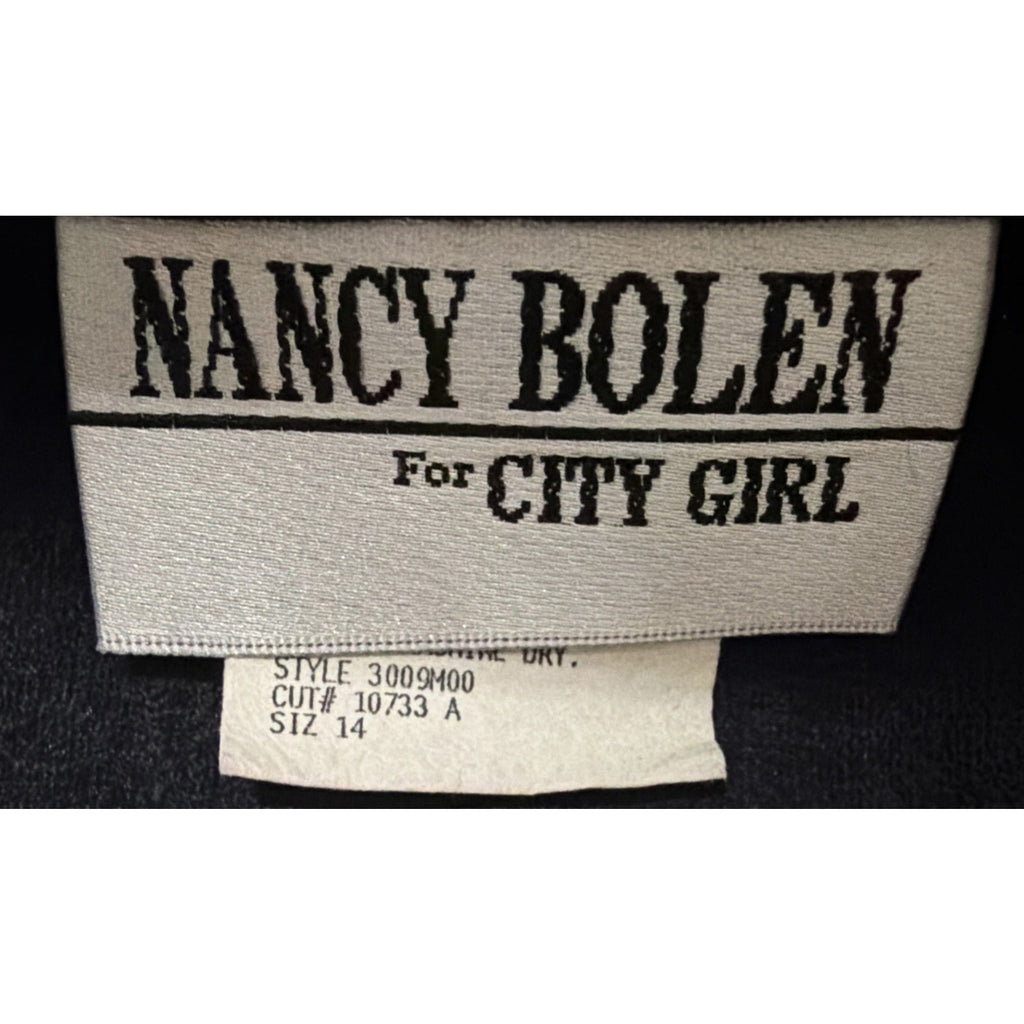 Vintage Nancy Bolen Blazer for City Girl Leather like 90s womens 14 Made USA
