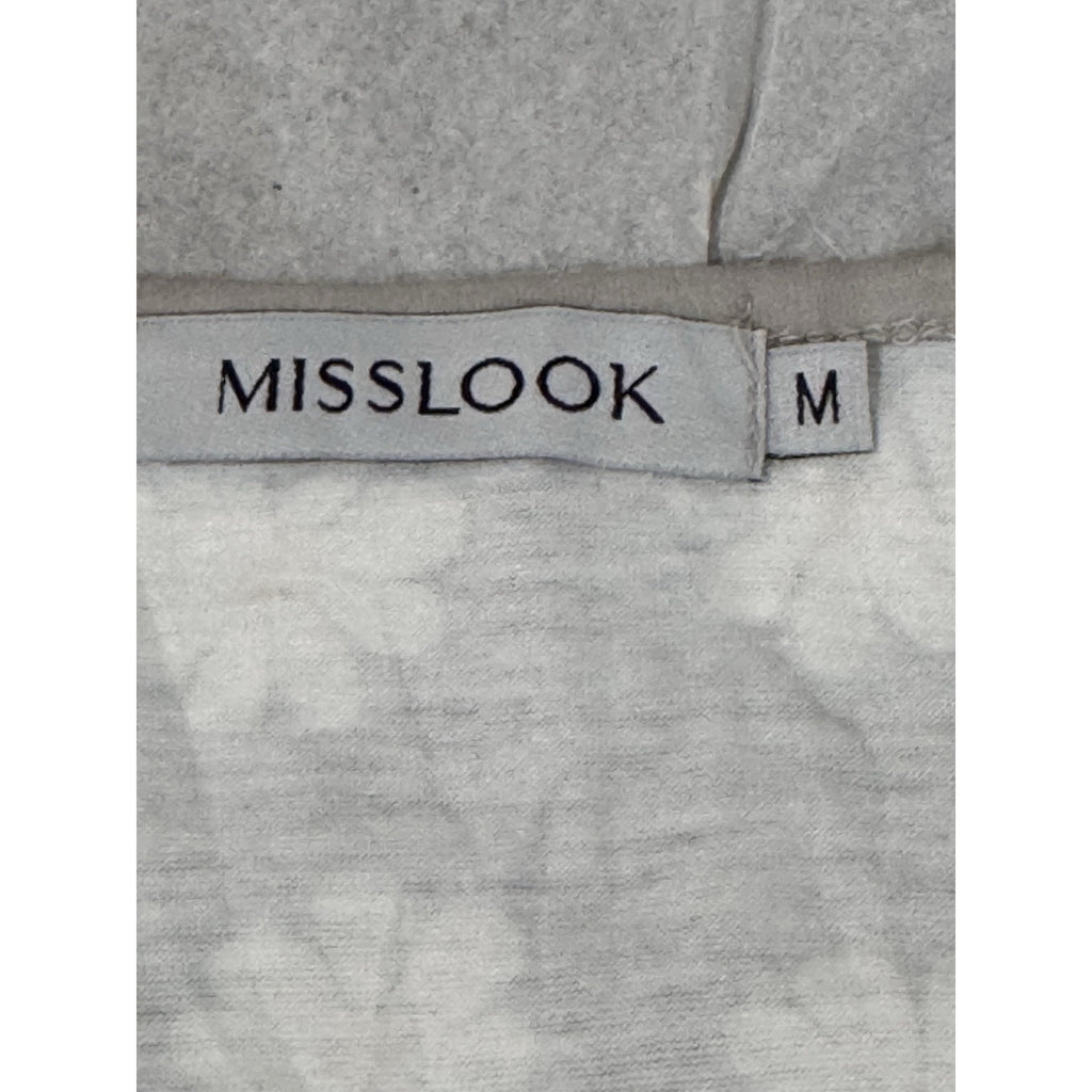 Misslook, Short Sleeve, V-Neck, Gray W/Daisy Print, T-Shirt Size Medium NWT