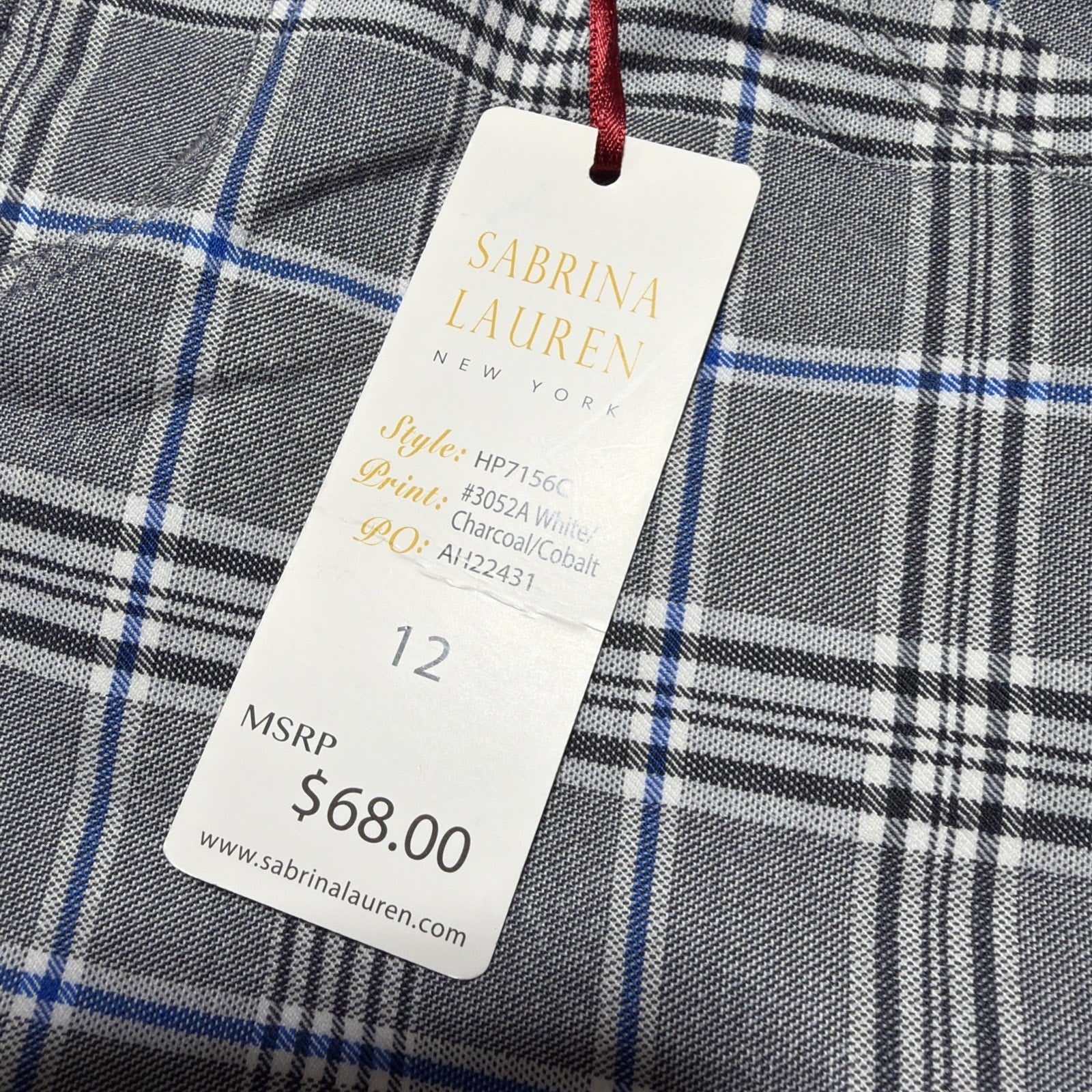 Womens Pants Size 12 Plaid Perfect Fit Ultra Soft Cropped Dress Sabrina Lauren