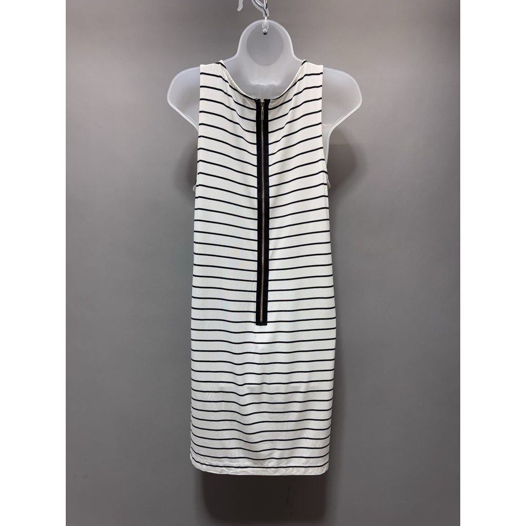 Kensie Women's Dress Striped White/Black Sleeveless Size Large New