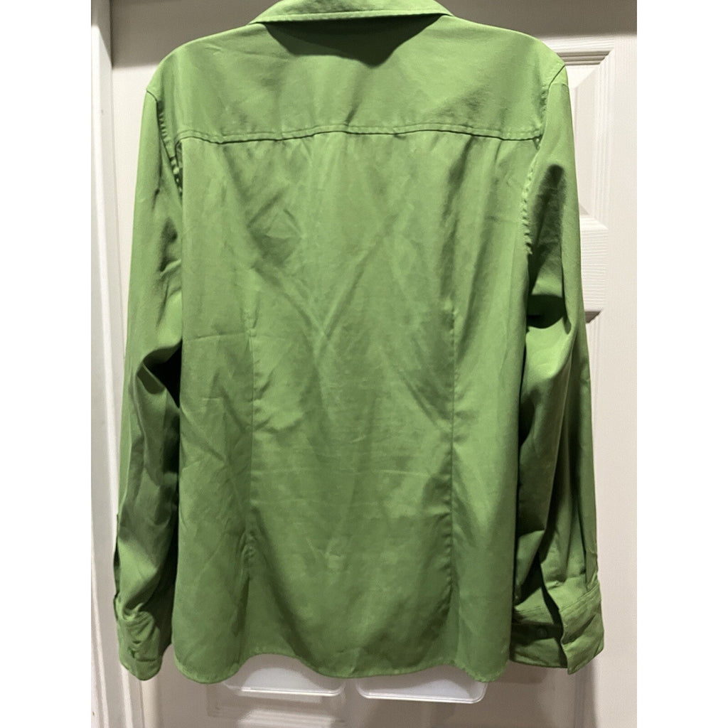 Lane Bryant green button front shirt cotton blend women's 14/16